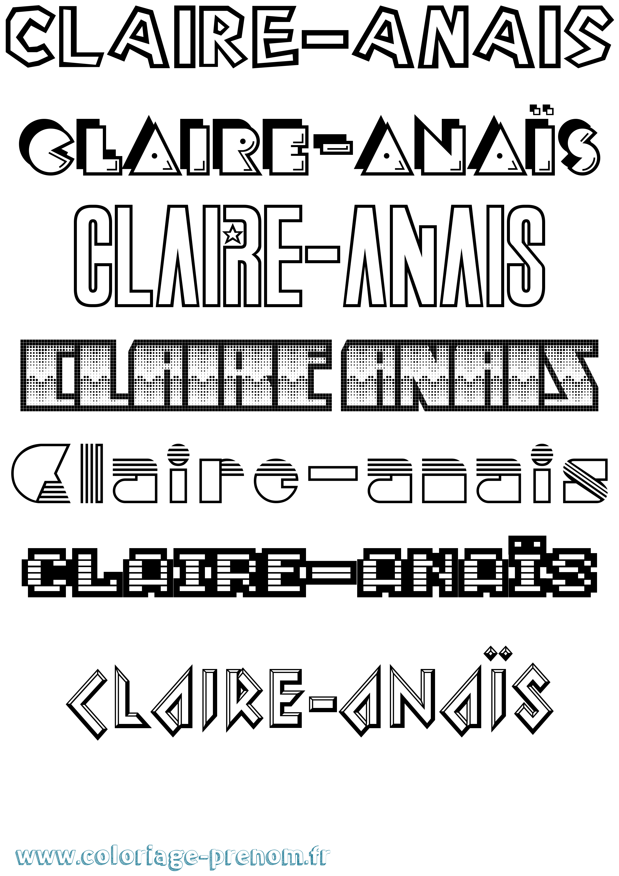 Coloriage Claire-Anaïs Jeux Vidéos Coloriage prénom Claire-Anaïs Jeux Vidéos