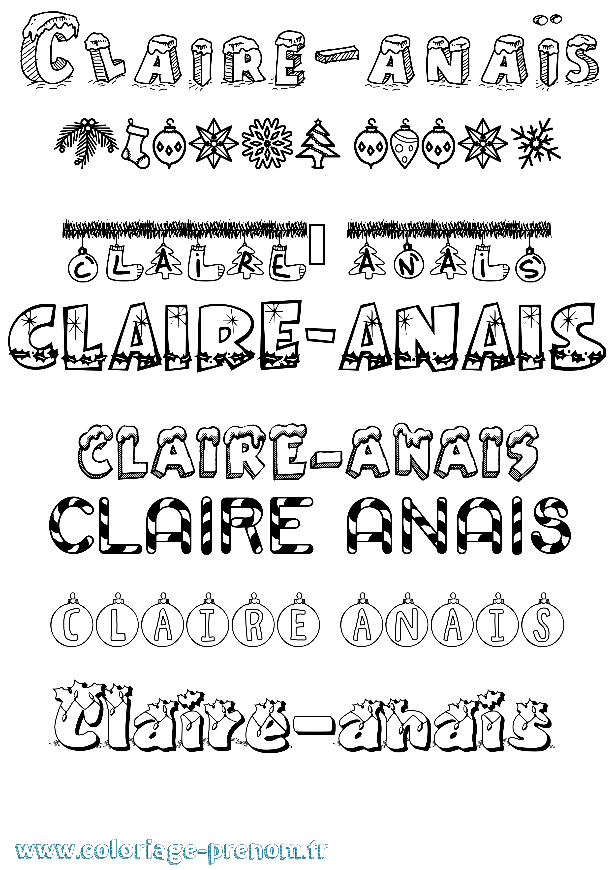 Coloriage Claire-Anaïs Noël Coloriage prénom Claire-Anaïs Noël