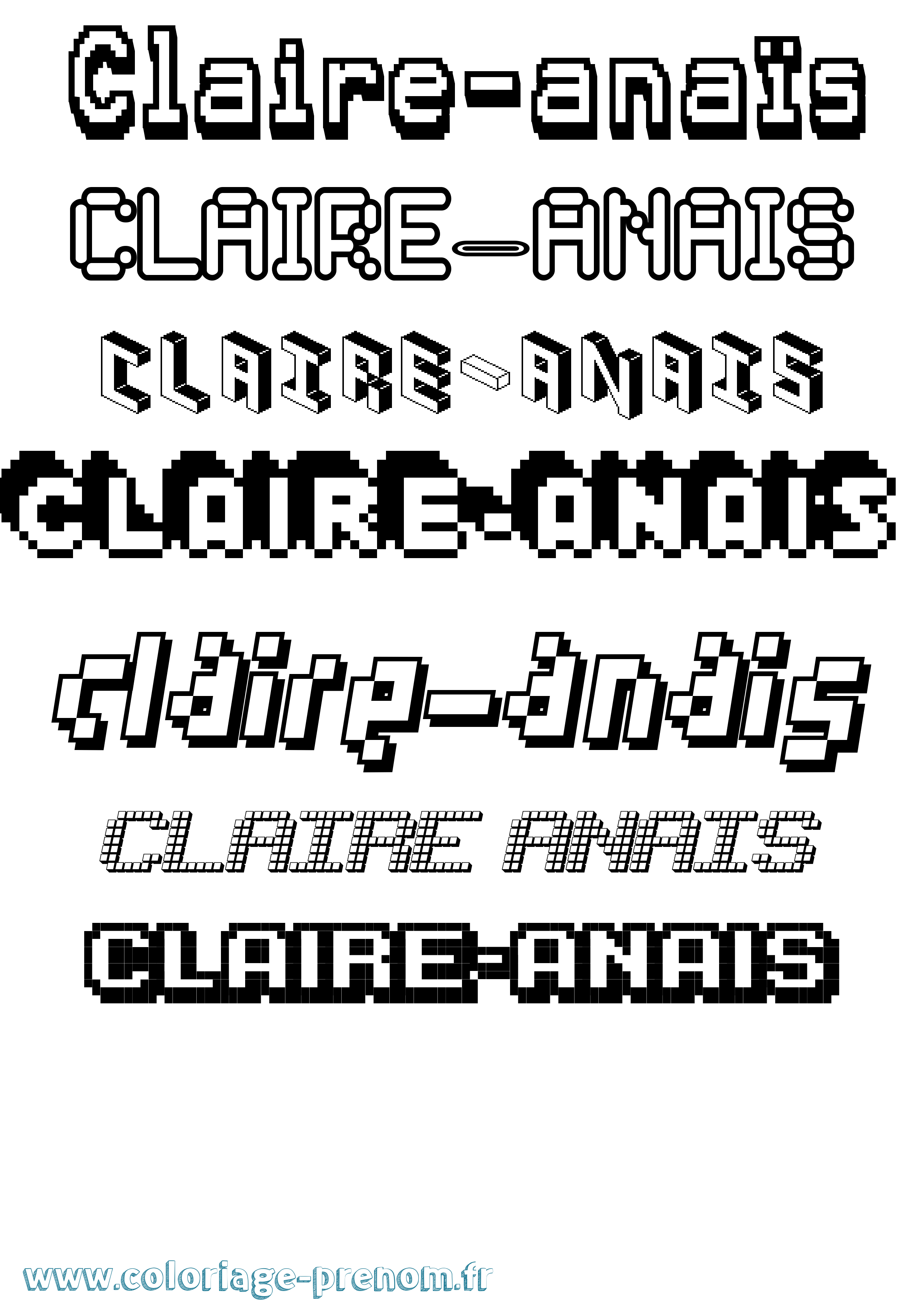 Coloriage Claire-Anaïs Pixel Coloriage prénom Claire-Anaïs Pixel
