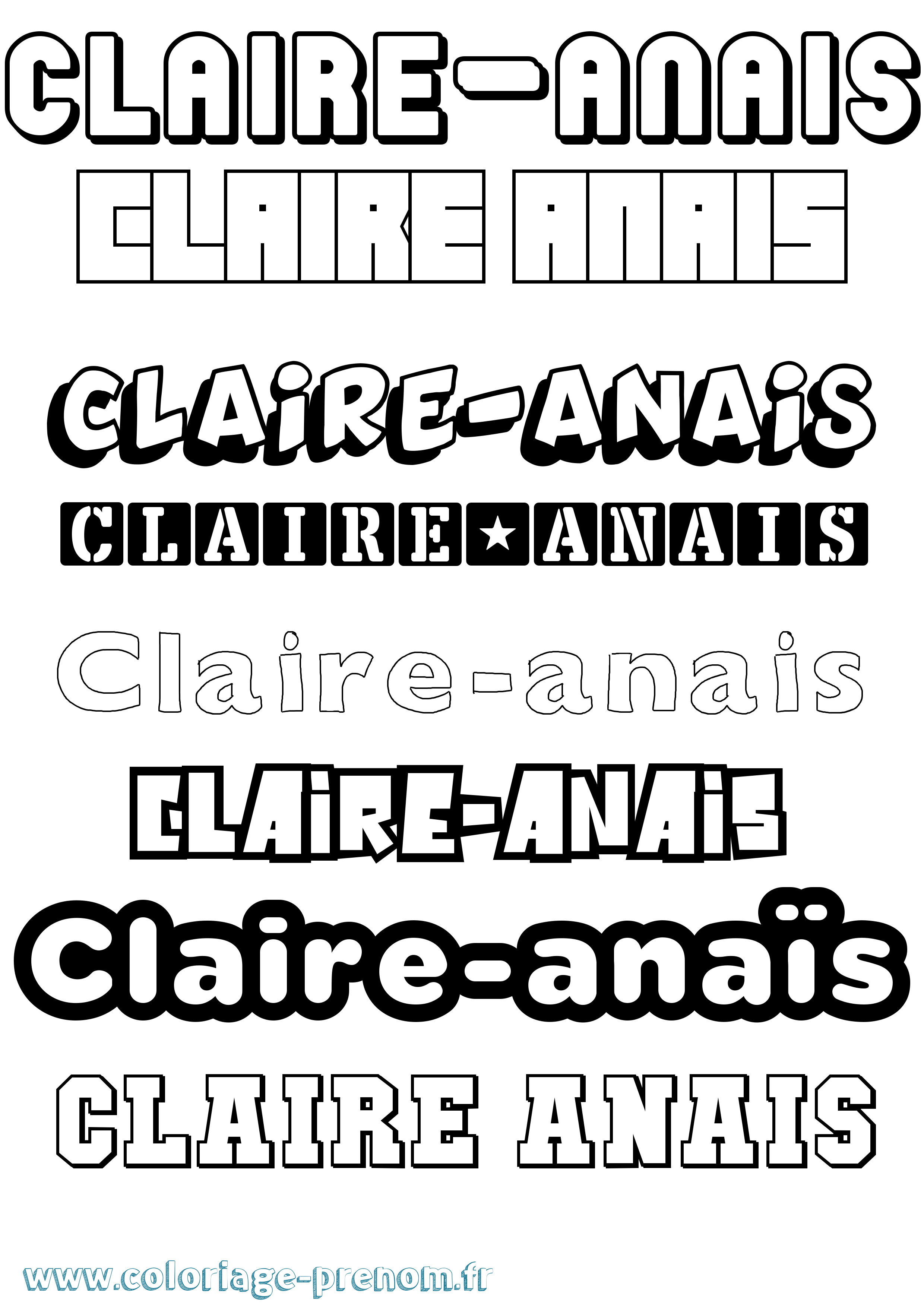 Coloriage Claire-Anaïs Simple Coloriage prénom Claire-Anaïs Simple