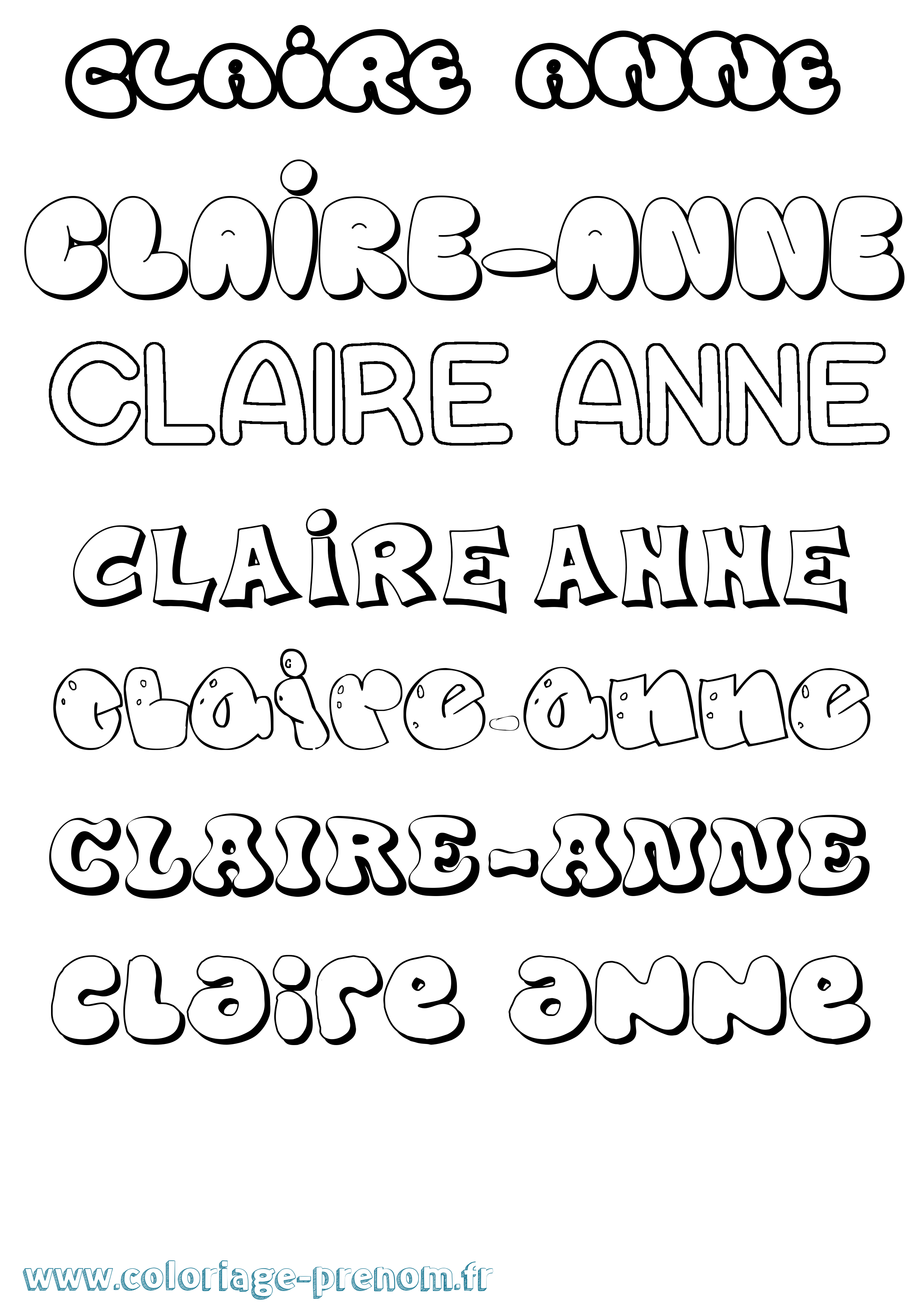 Coloriage Claire-Anne Bubble Coloriage prénom Claire-Anne Bubble
