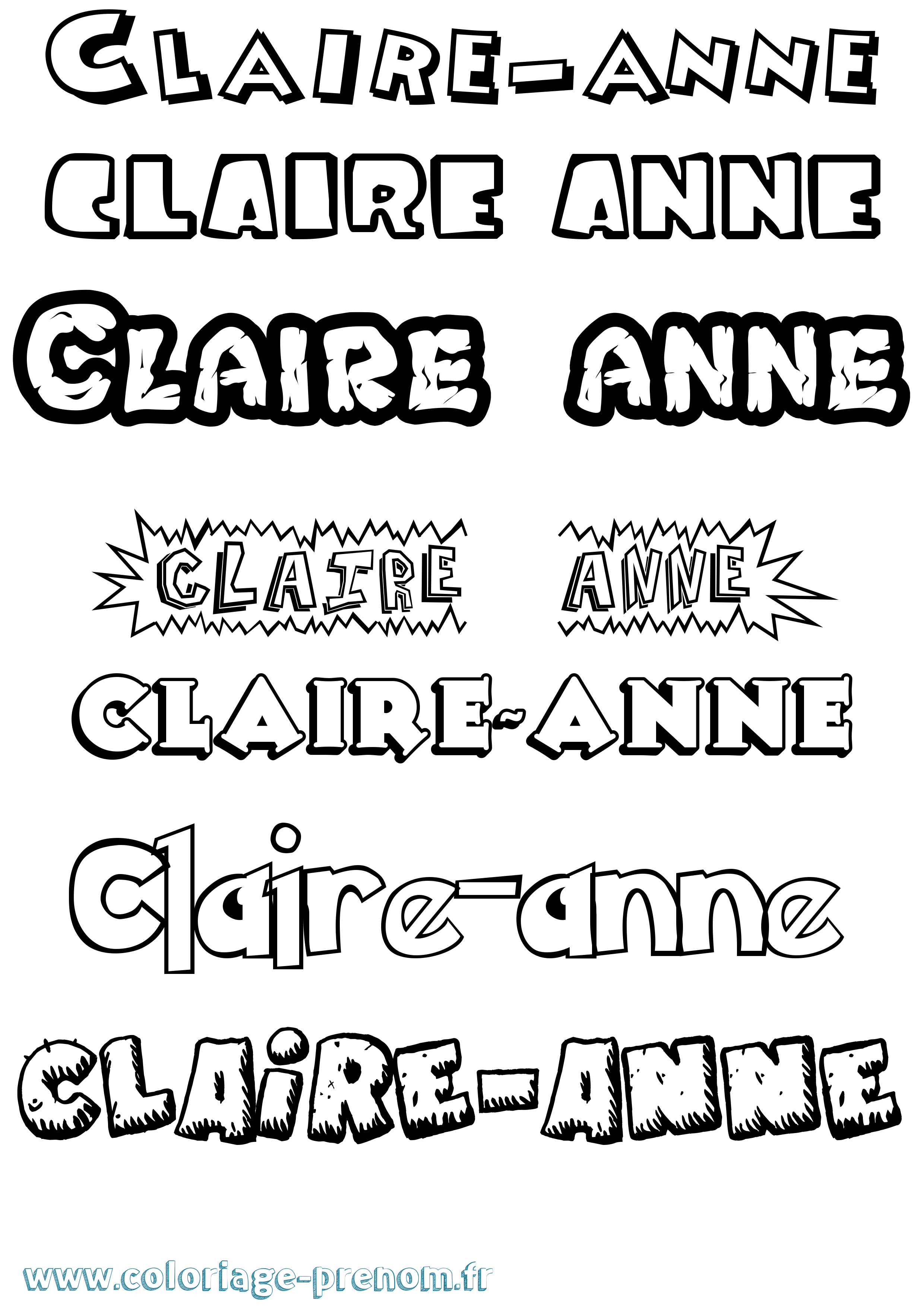Coloriage Claire-Anne Dessin Animé Coloriage prénom Claire-Anne Dessin Animé
