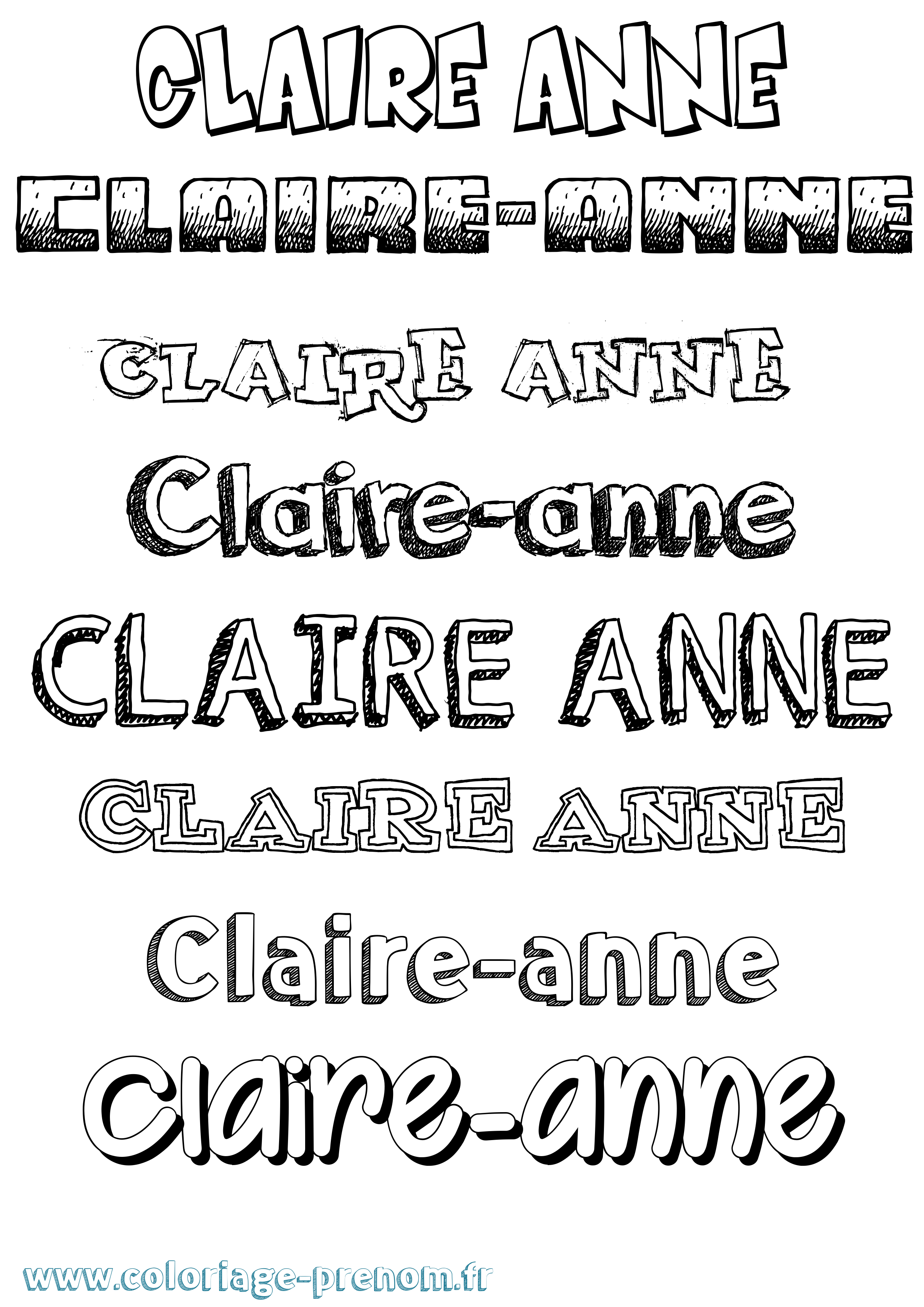 Coloriage Claire-Anne Dessiné Coloriage prénom Claire-Anne Dessiné