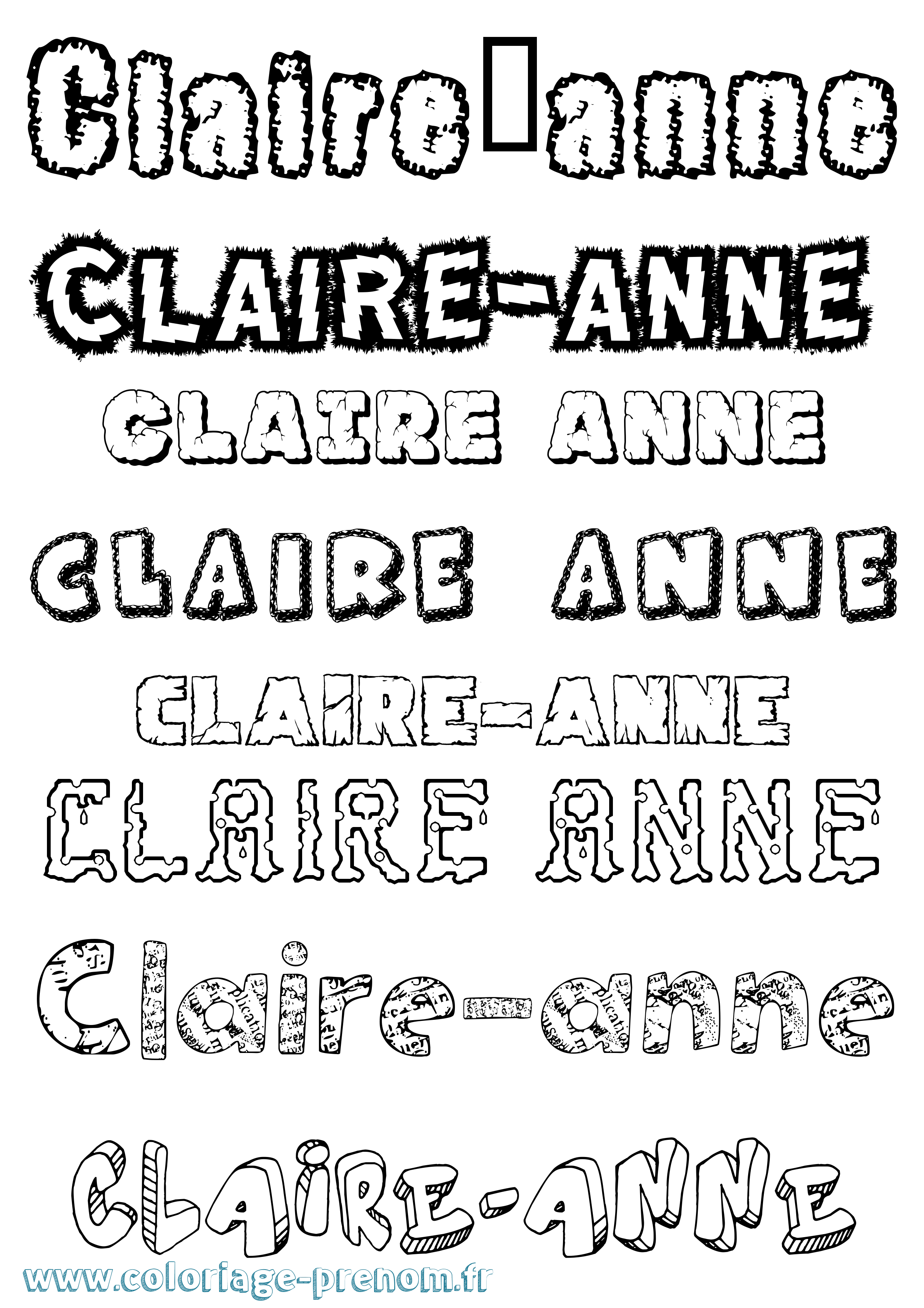 Coloriage Claire-Anne Destructuré Coloriage prénom Claire-Anne Destructuré