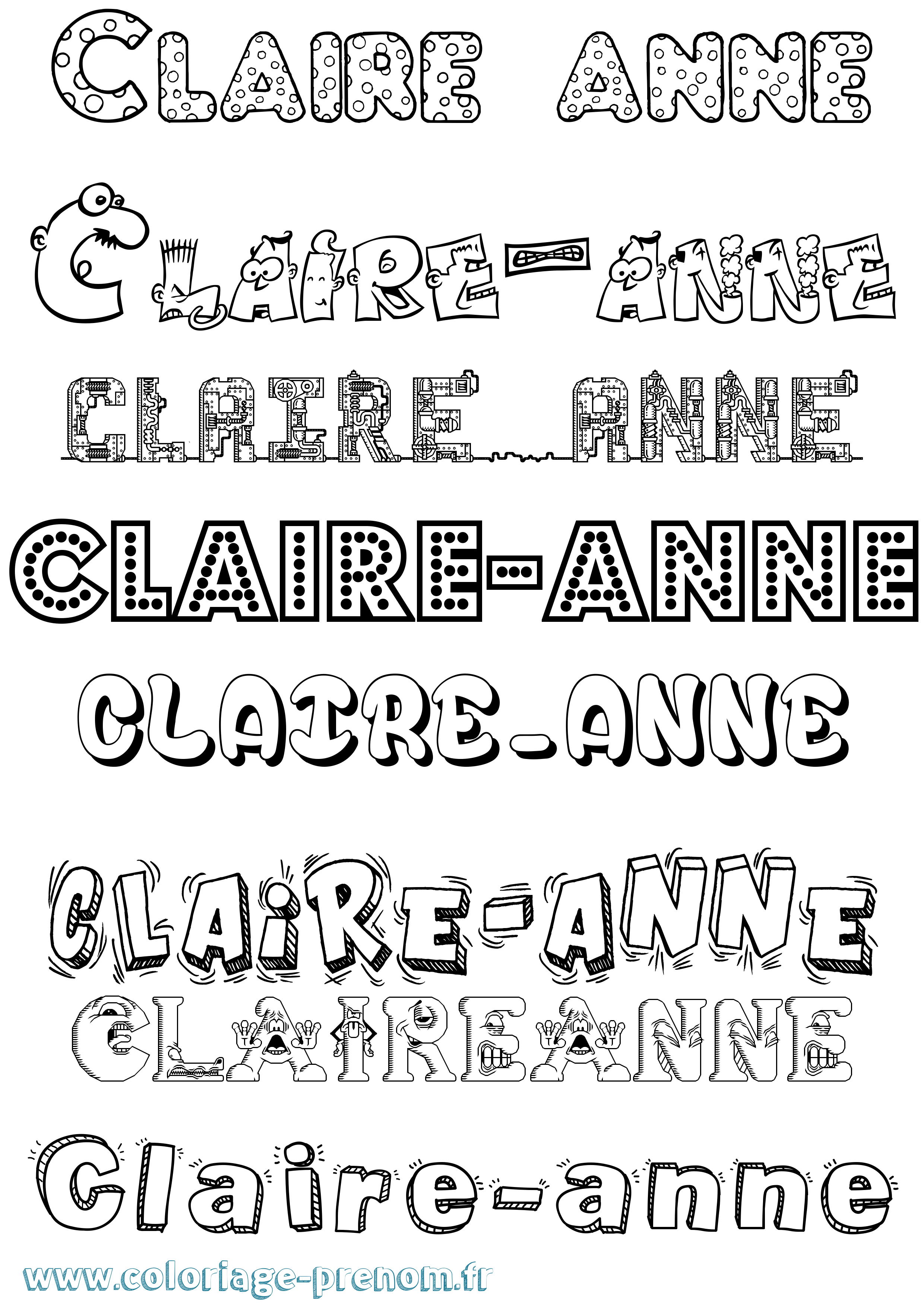 Coloriage Claire-Anne Fun Coloriage prénom Claire-Anne Fun