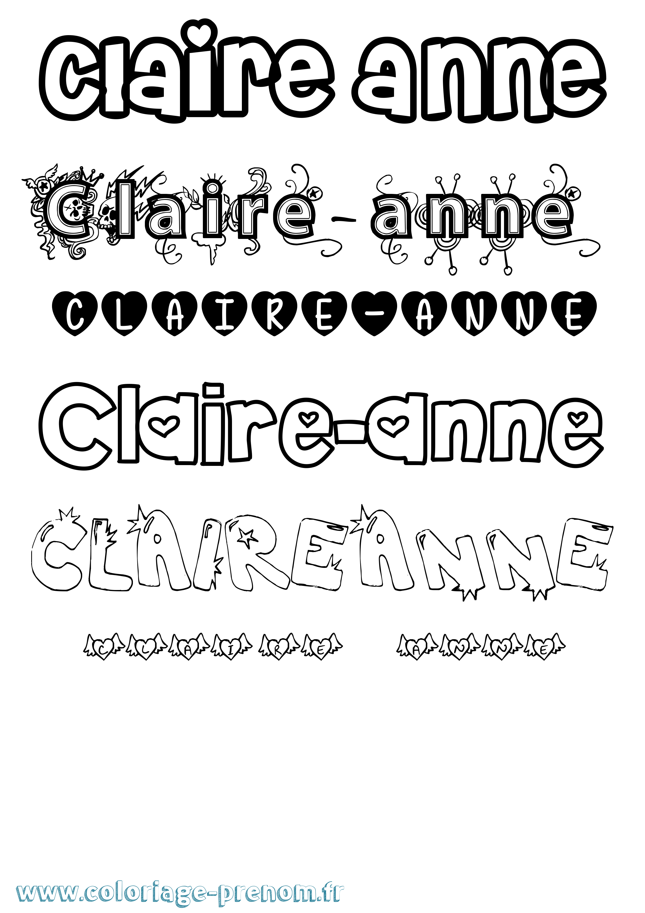 Coloriage Claire-Anne Girly Coloriage prénom Claire-Anne Girly
