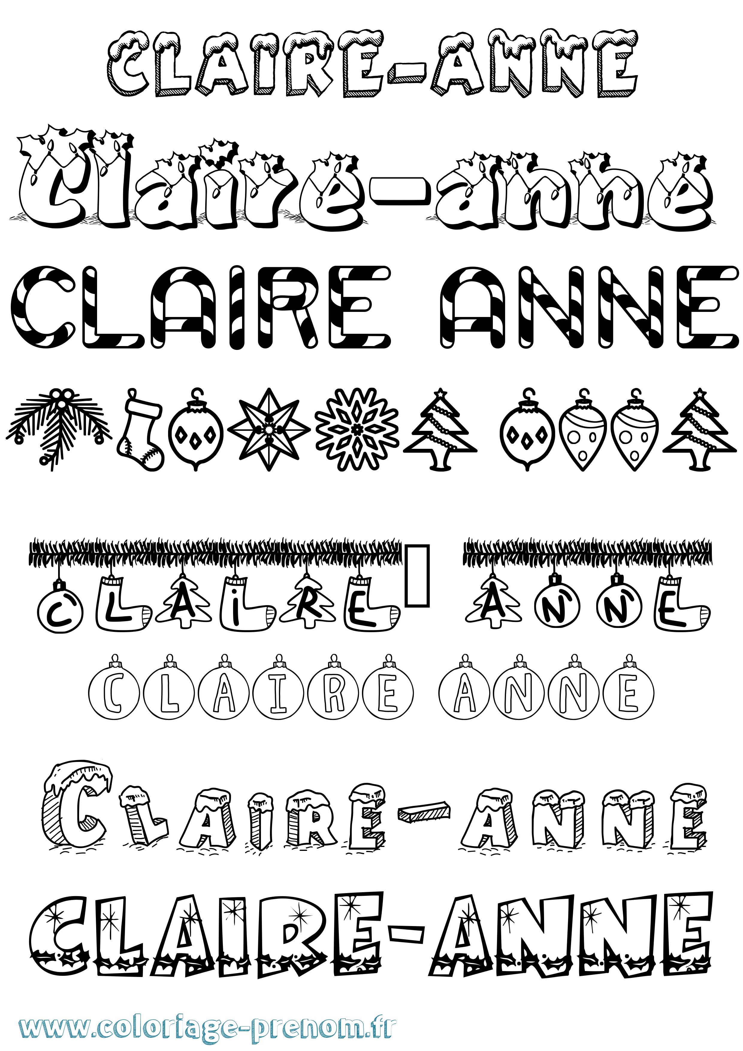 Coloriage Claire-Anne Noël Coloriage prénom Claire-Anne Noël