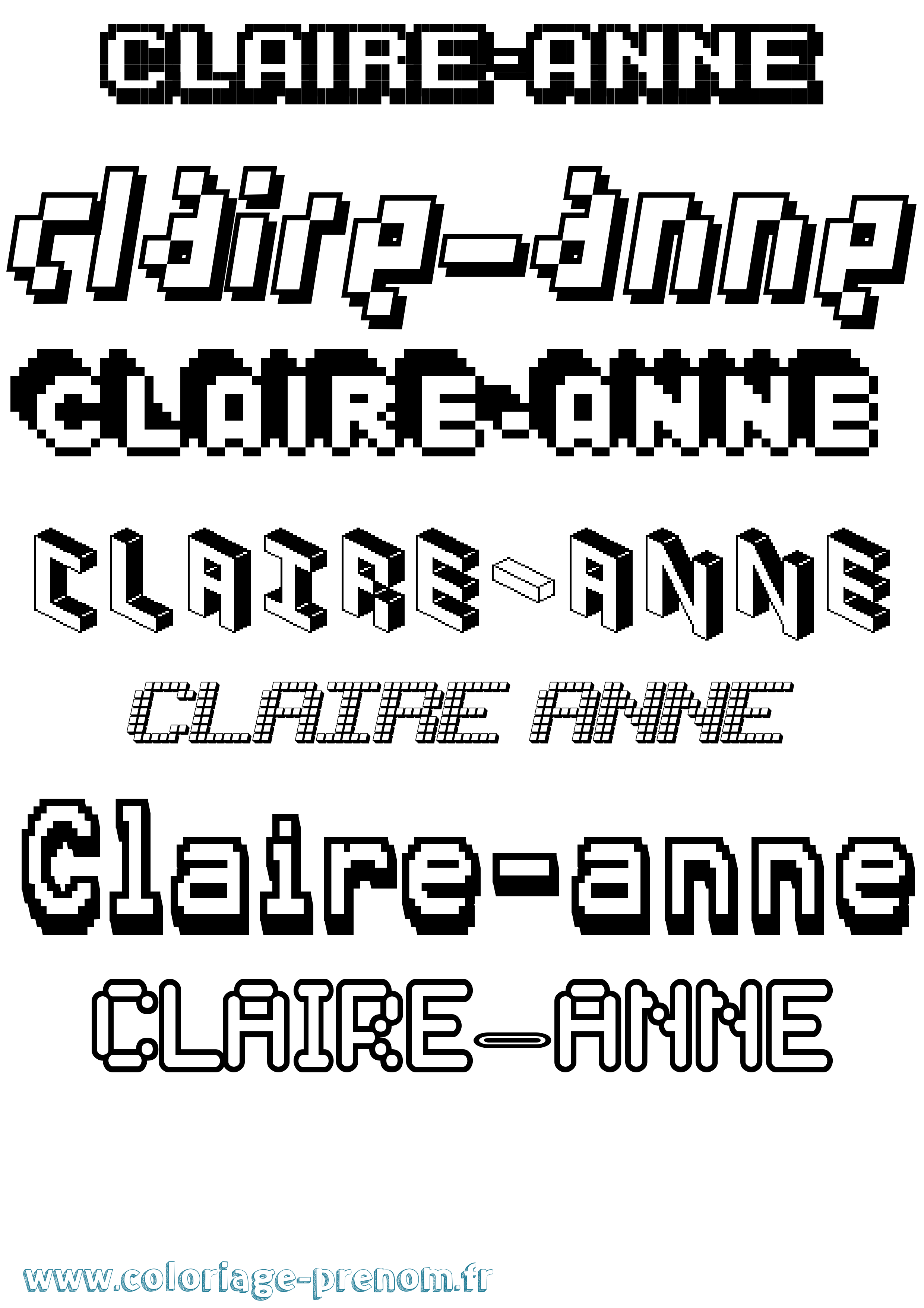 Coloriage Claire-Anne Pixel Coloriage prénom Claire-Anne Pixel