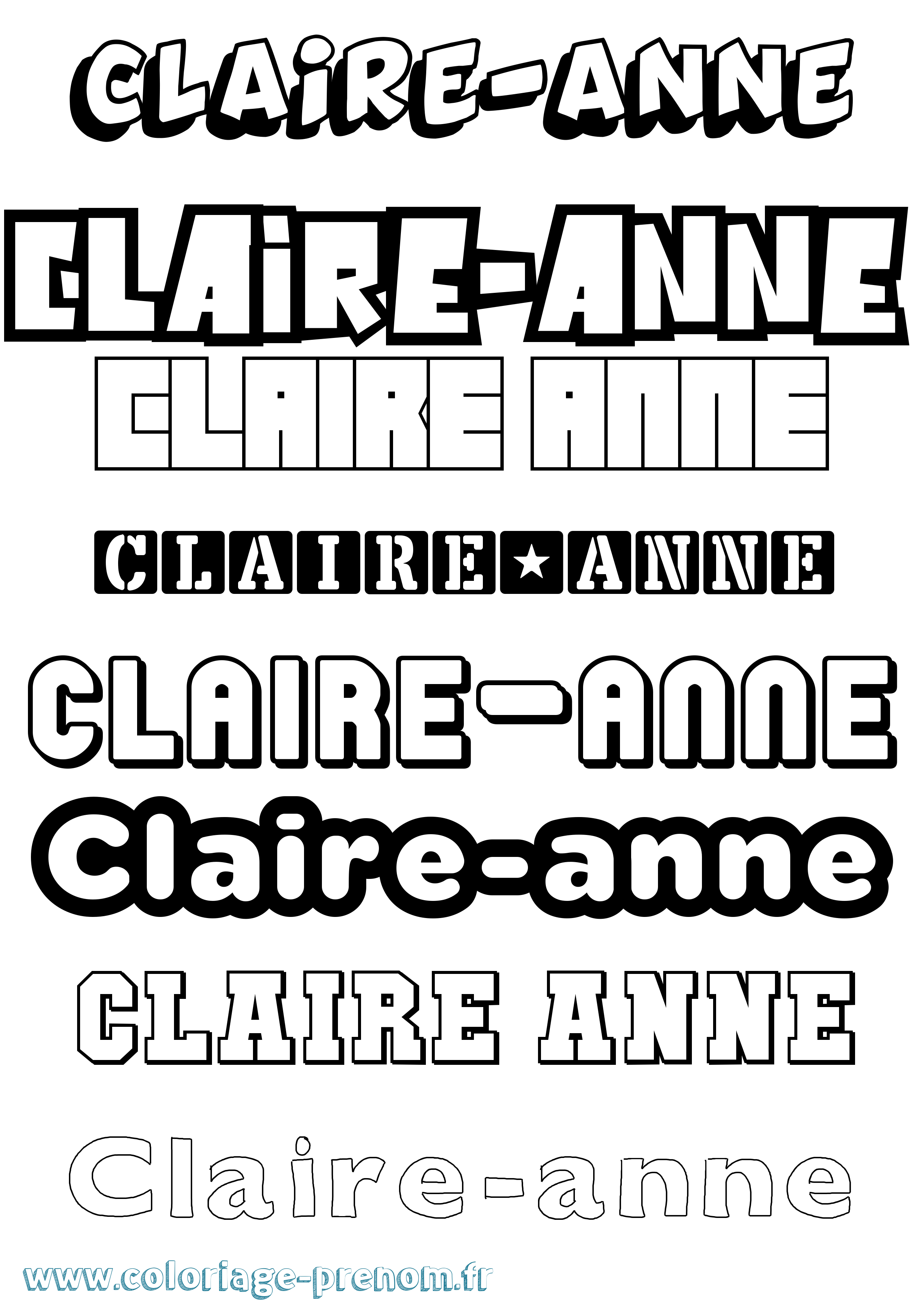 Coloriage Claire-Anne Simple Coloriage prénom Claire-Anne Simple