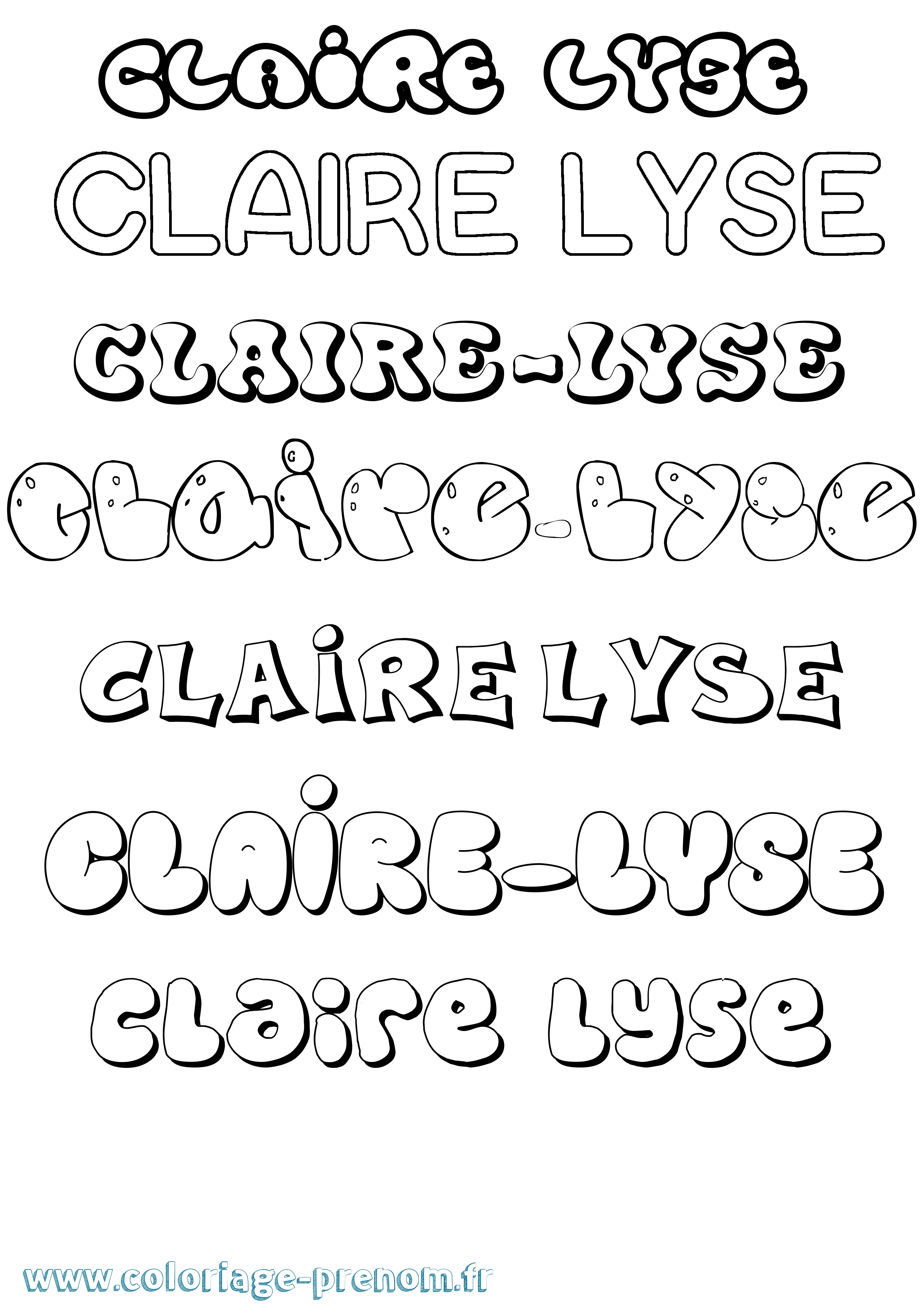 Coloriage Claire-Lyse Bubble Coloriage prénom Claire-Lyse Bubble