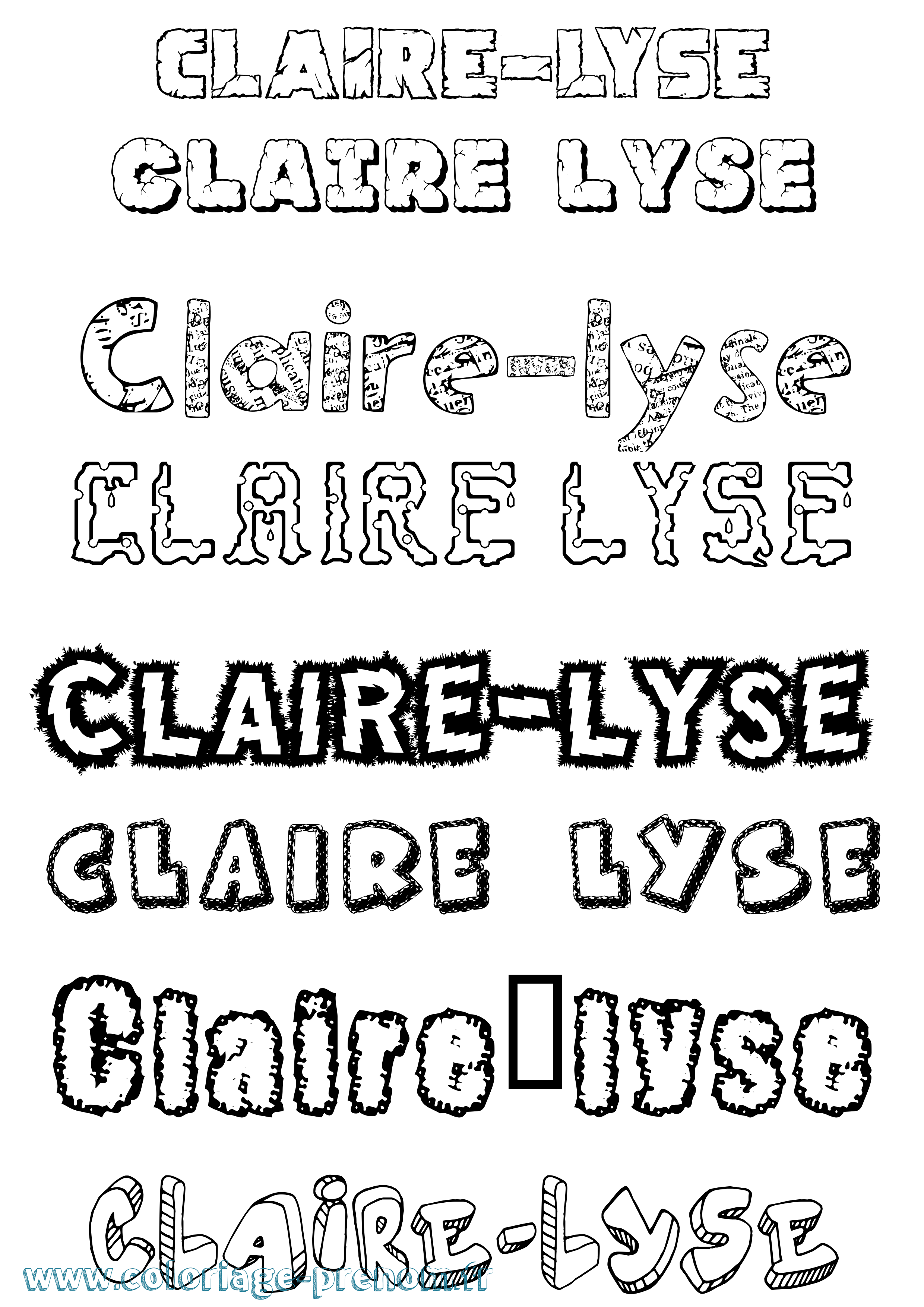 Coloriage Claire-Lyse Destructuré Coloriage prénom Claire-Lyse Destructuré