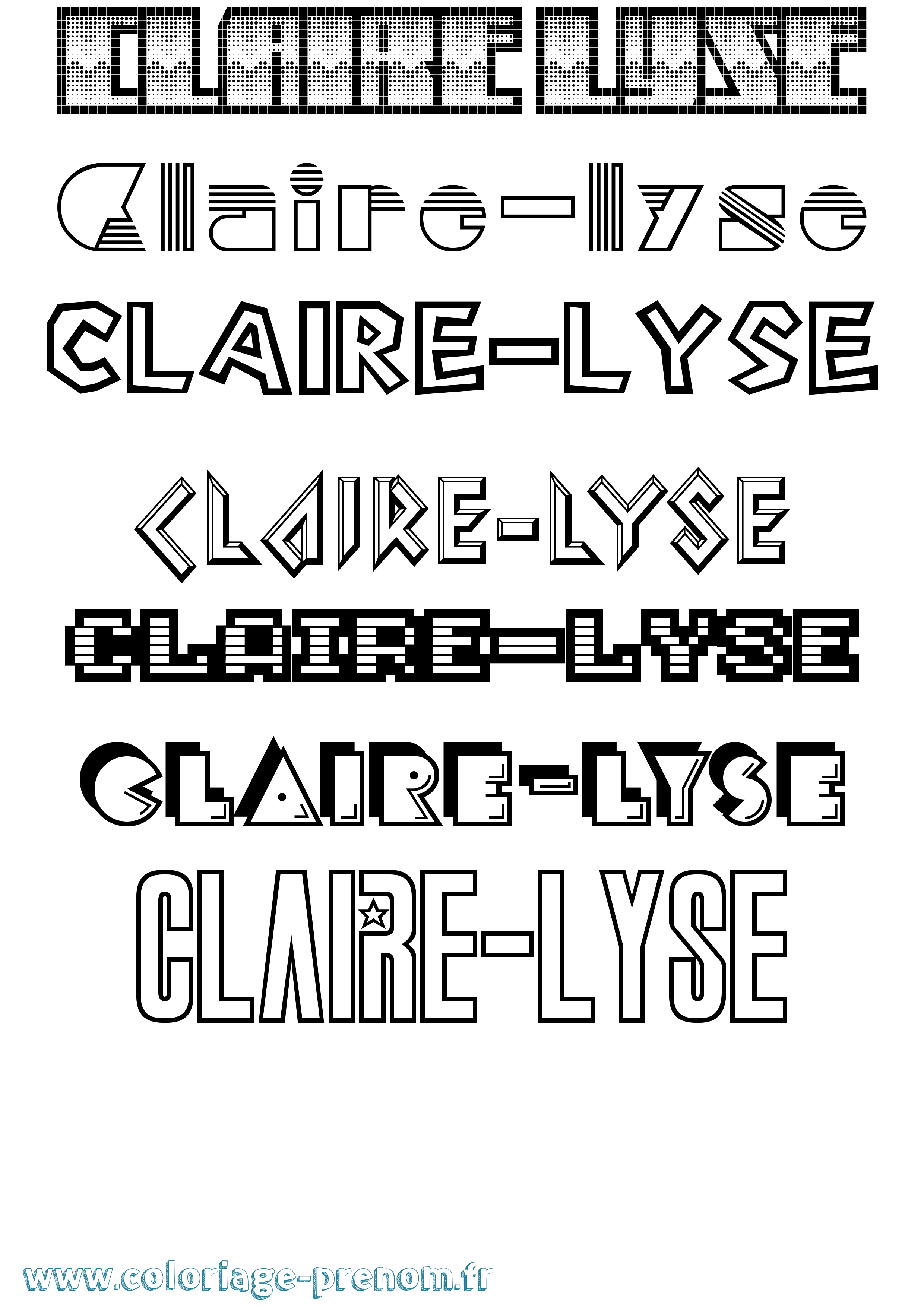Coloriage Claire-Lyse Jeux Vidéos Coloriage prénom Claire-Lyse Jeux Vidéos