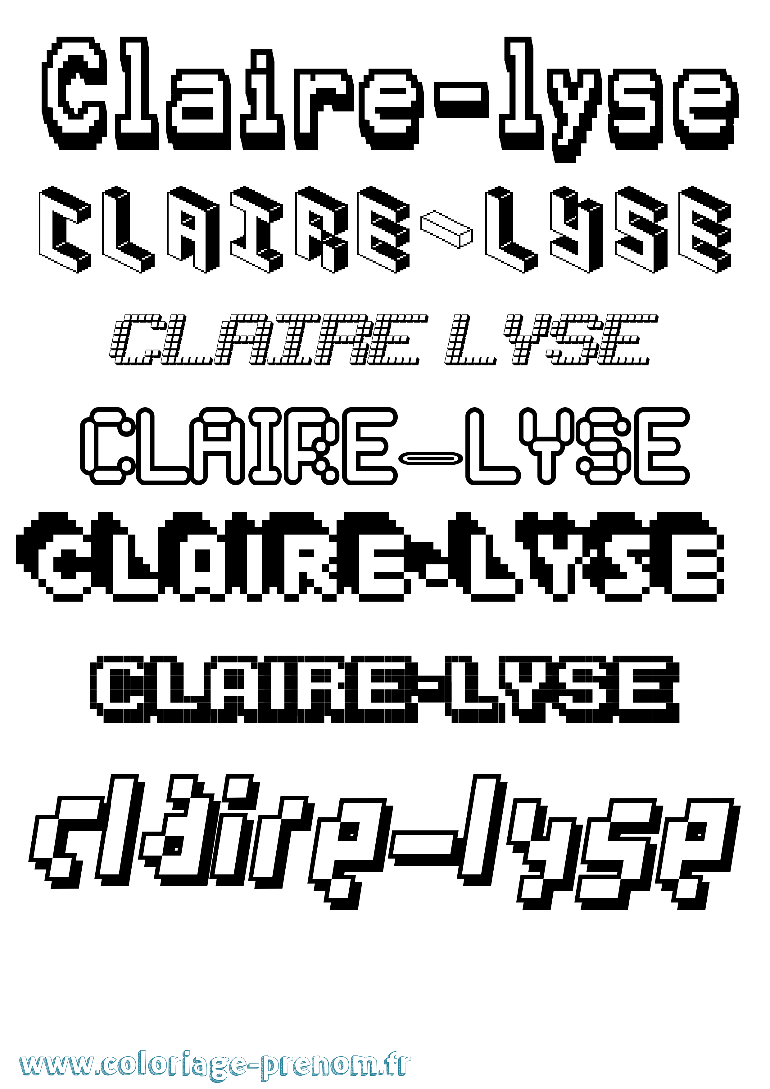 Coloriage Claire-Lyse Pixel Coloriage prénom Claire-Lyse Pixel