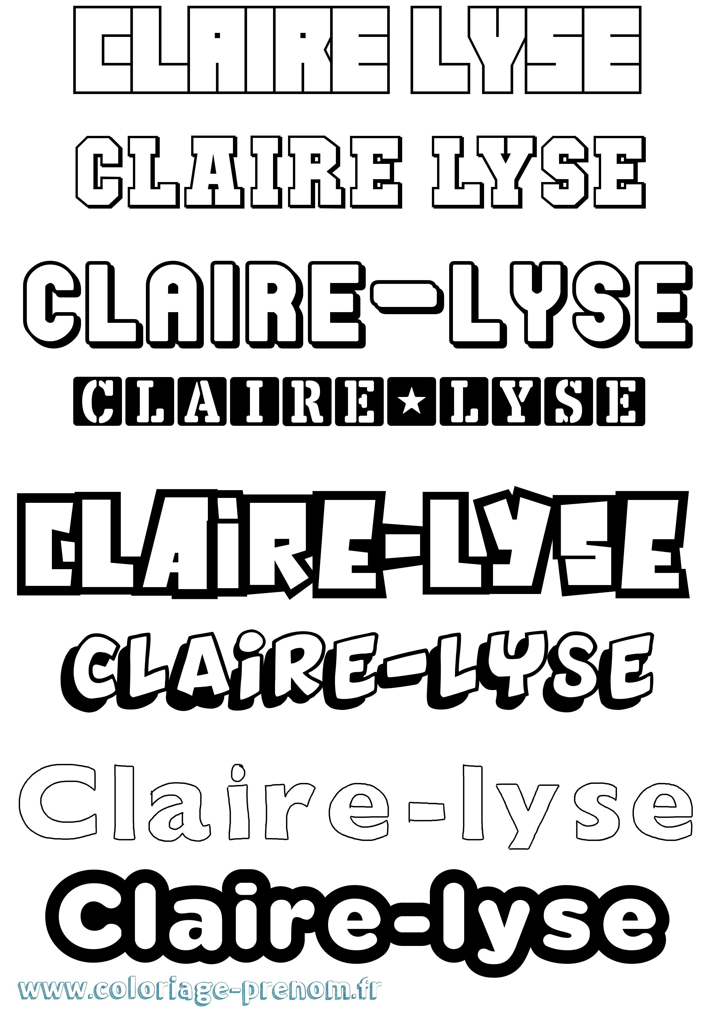 Coloriage Claire-Lyse Simple Coloriage prénom Claire-Lyse Simple