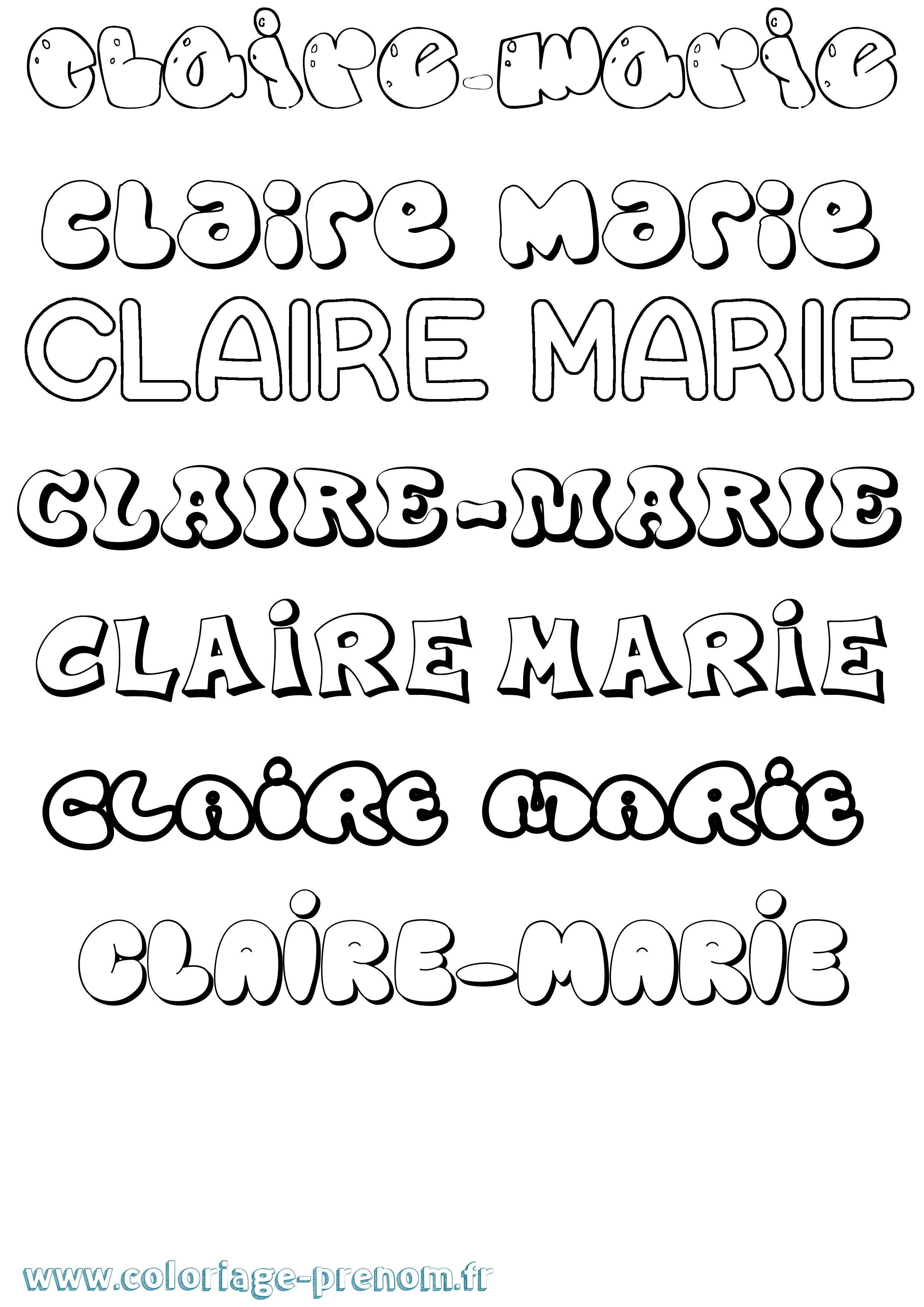 Coloriage Claire-Marie Bubble Coloriage prénom Claire-Marie Bubble