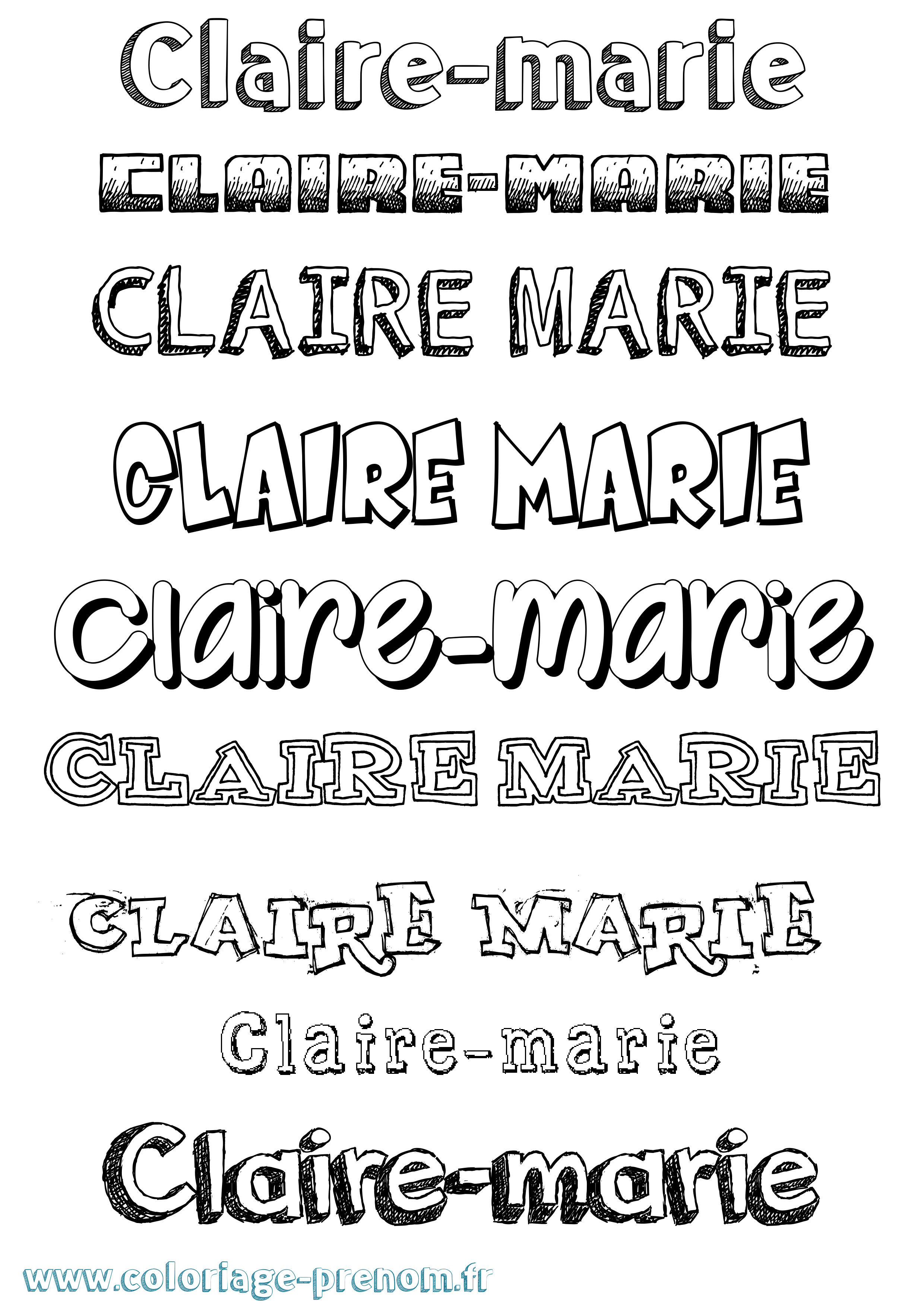 Coloriage Claire-Marie Dessiné Coloriage prénom Claire-Marie Dessiné