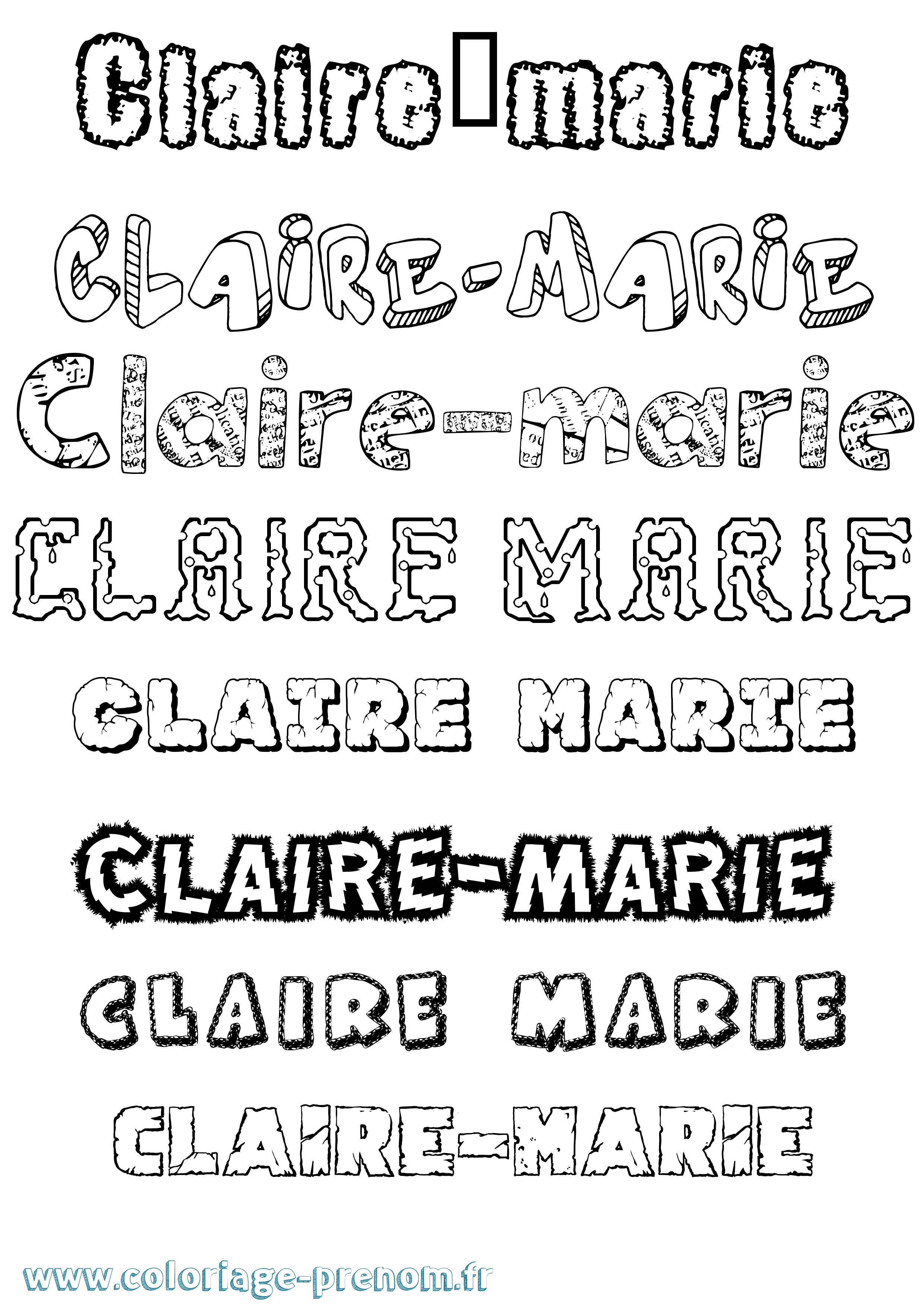 Coloriage Claire-Marie Destructuré Coloriage prénom Claire-Marie Destructuré