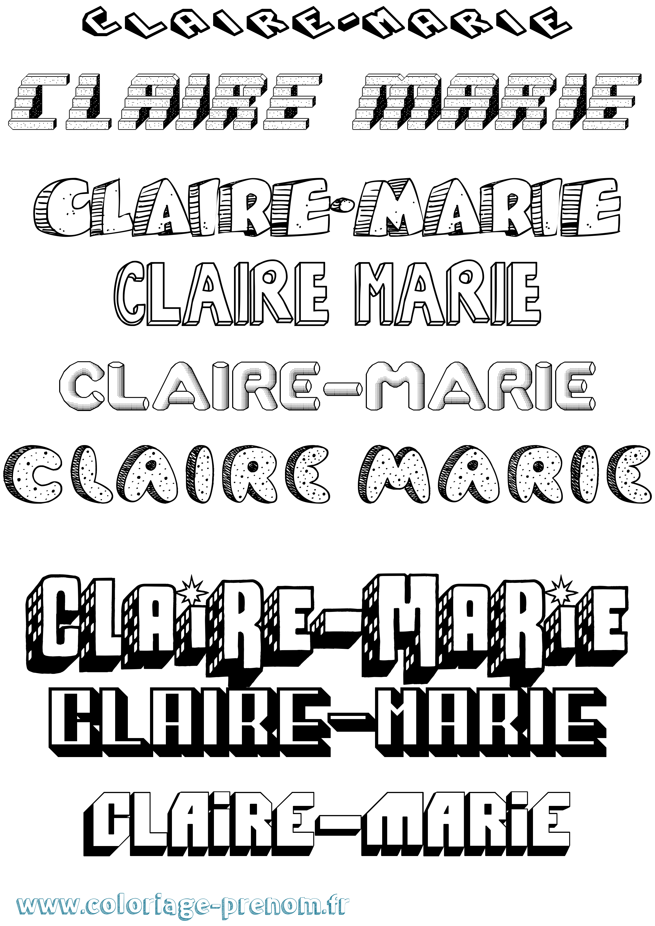 Coloriage Claire-Marie Effet 3D Coloriage prénom Claire-Marie Effet 3D