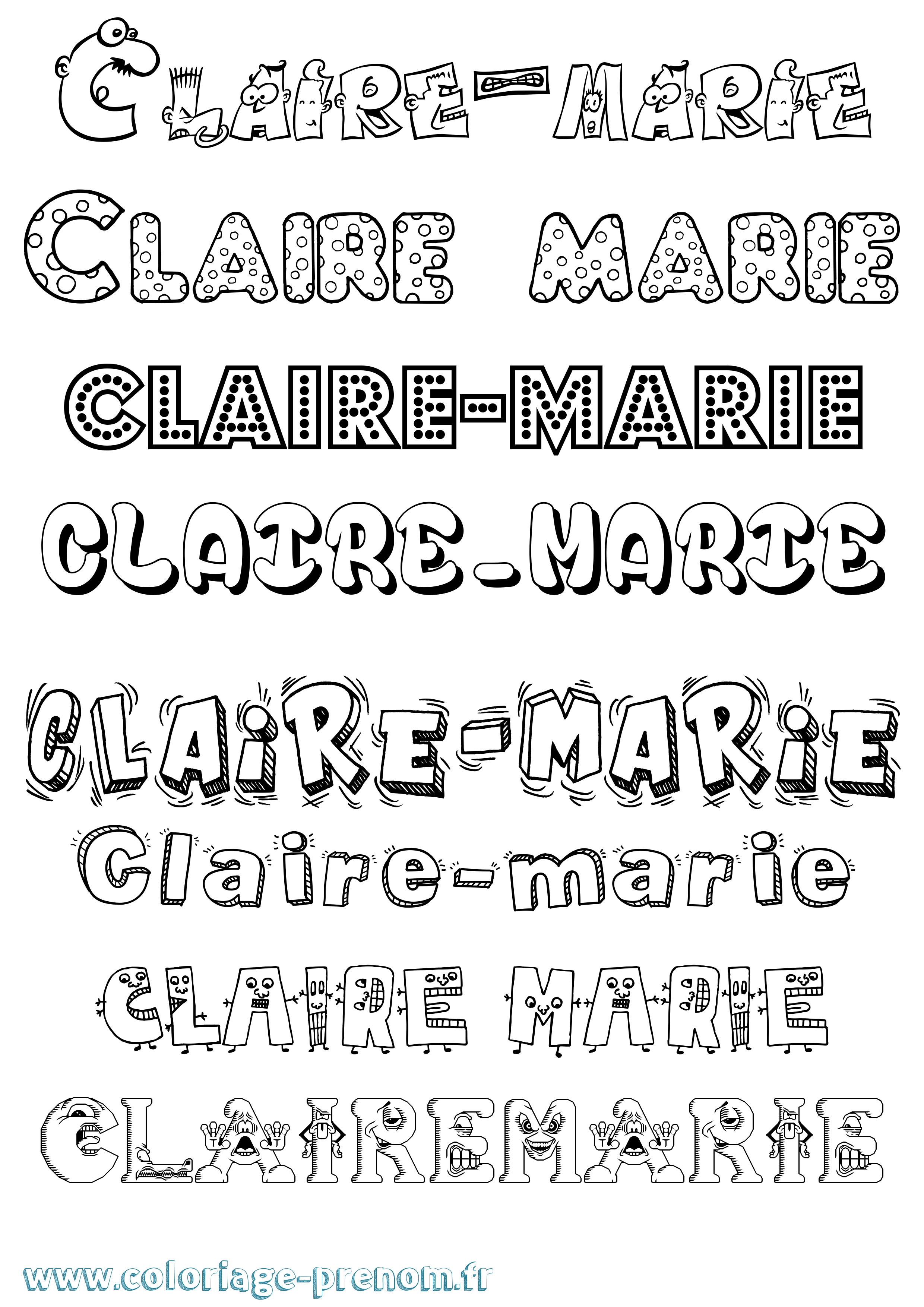 Coloriage Claire-Marie Fun Coloriage prénom Claire-Marie Fun