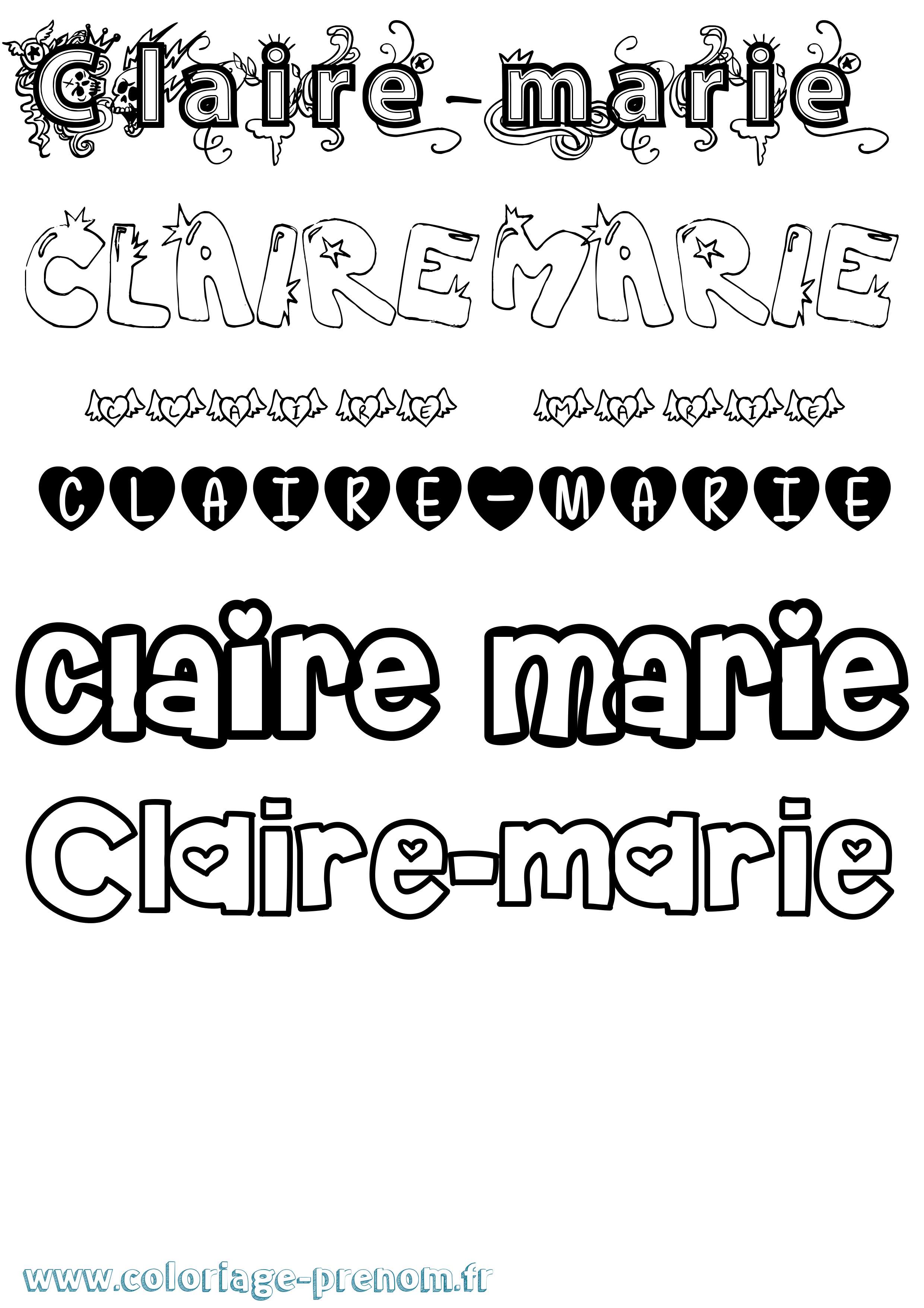 Coloriage Claire-Marie Girly Coloriage prénom Claire-Marie Girly
