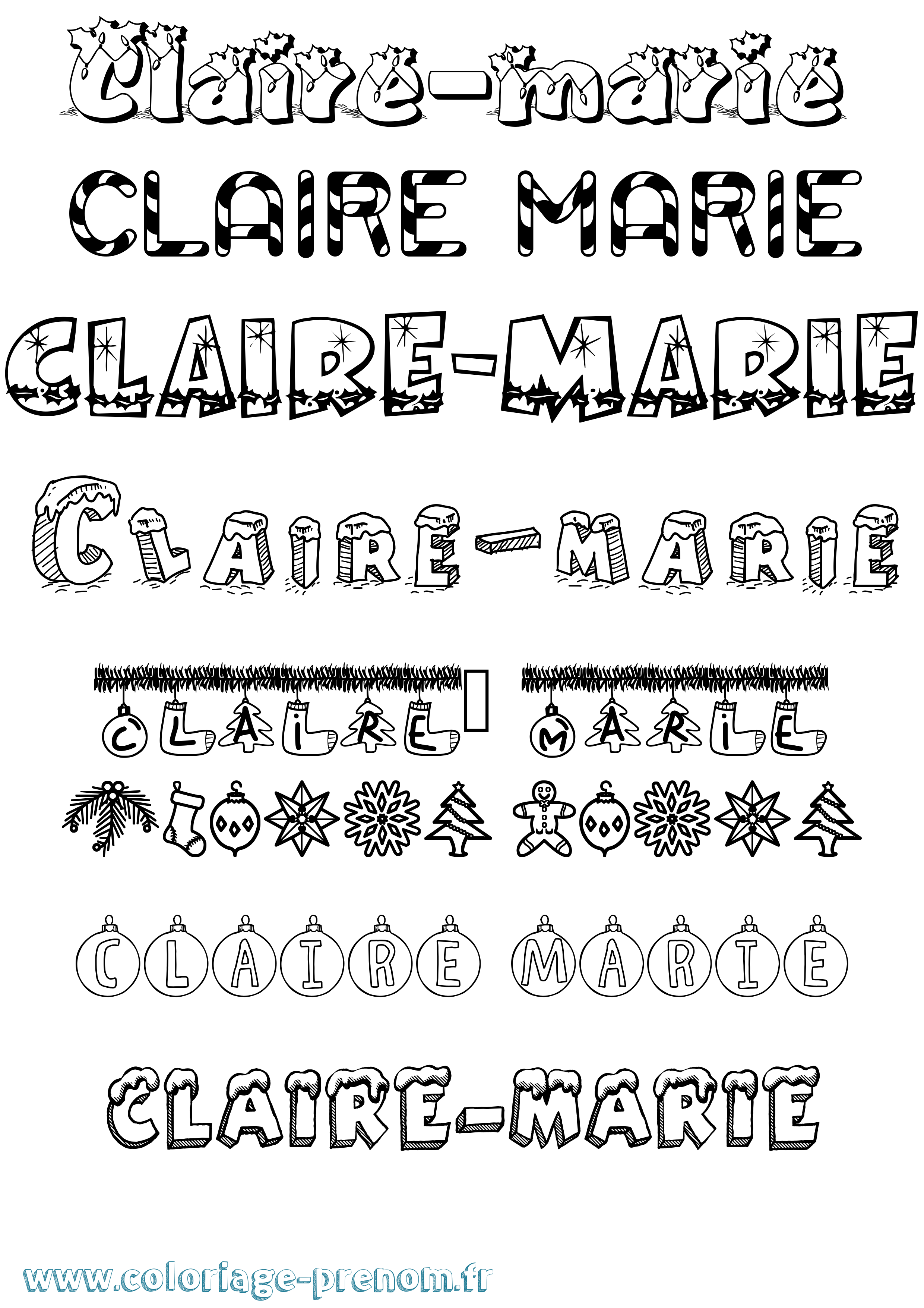 Coloriage Claire-Marie Noël Coloriage prénom Claire-Marie Noël