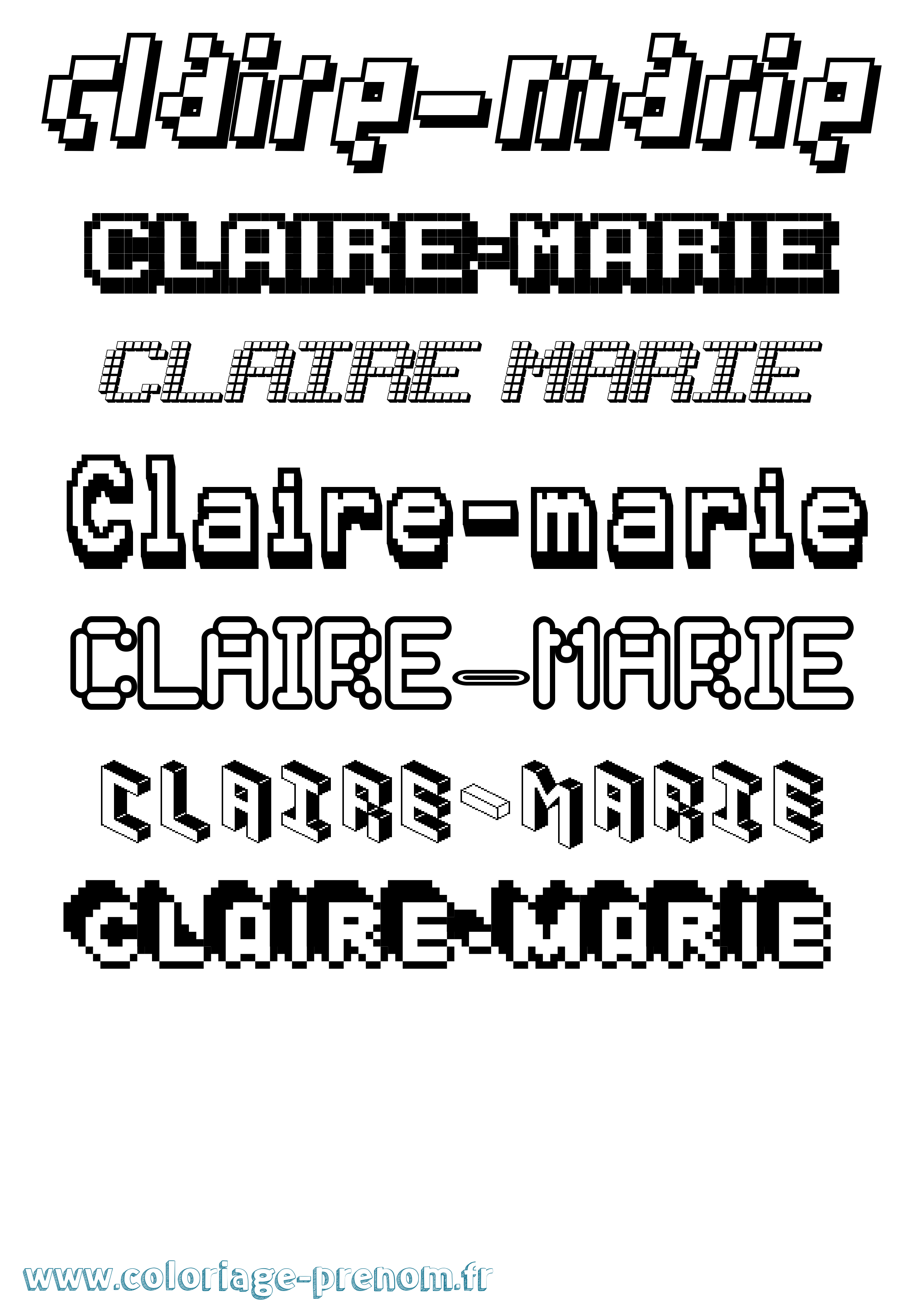 Coloriage Claire-Marie Pixel Coloriage prénom Claire-Marie Pixel