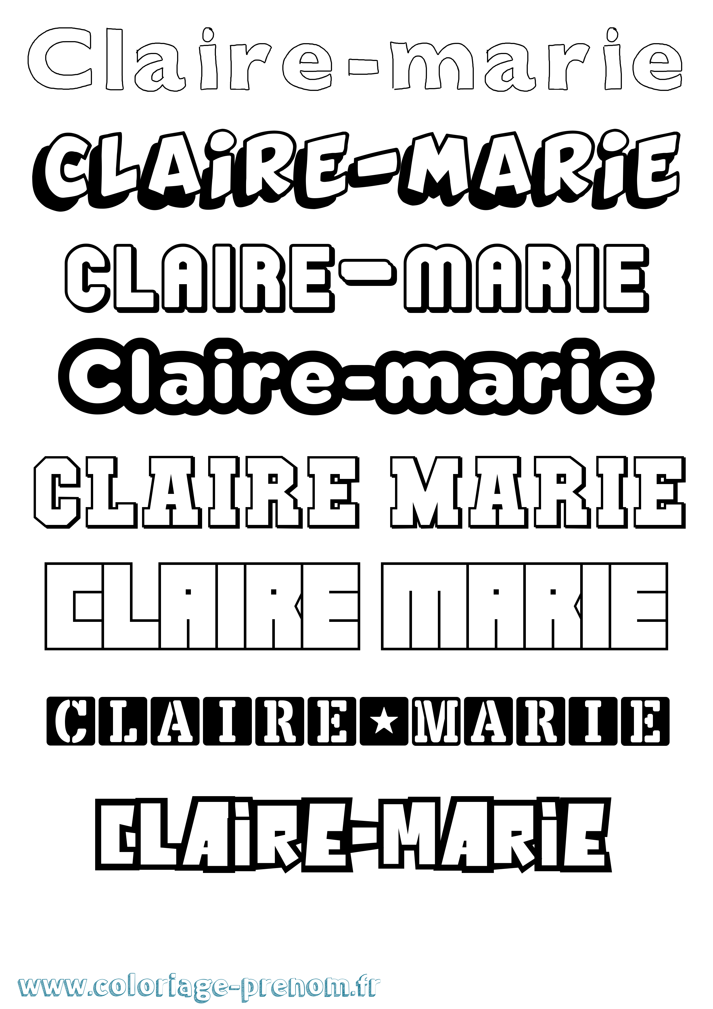 Coloriage Claire-Marie Simple Coloriage prénom Claire-Marie Simple