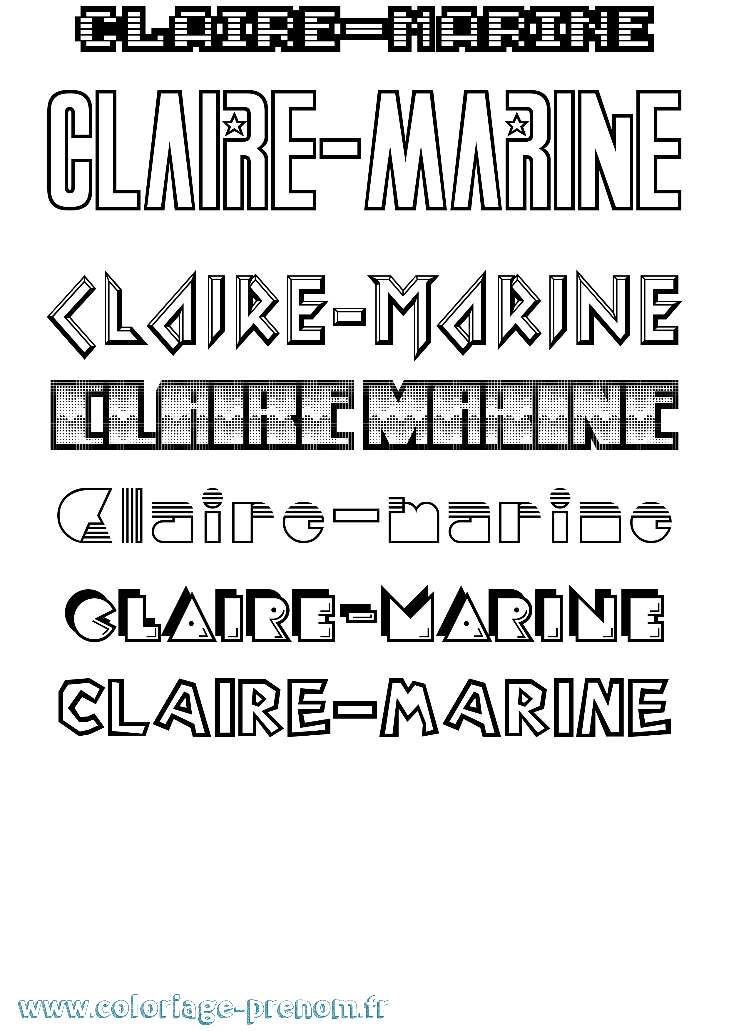 Coloriage Claire-Marine Jeux Vidéos Coloriage prénom Claire-Marine Jeux Vidéos