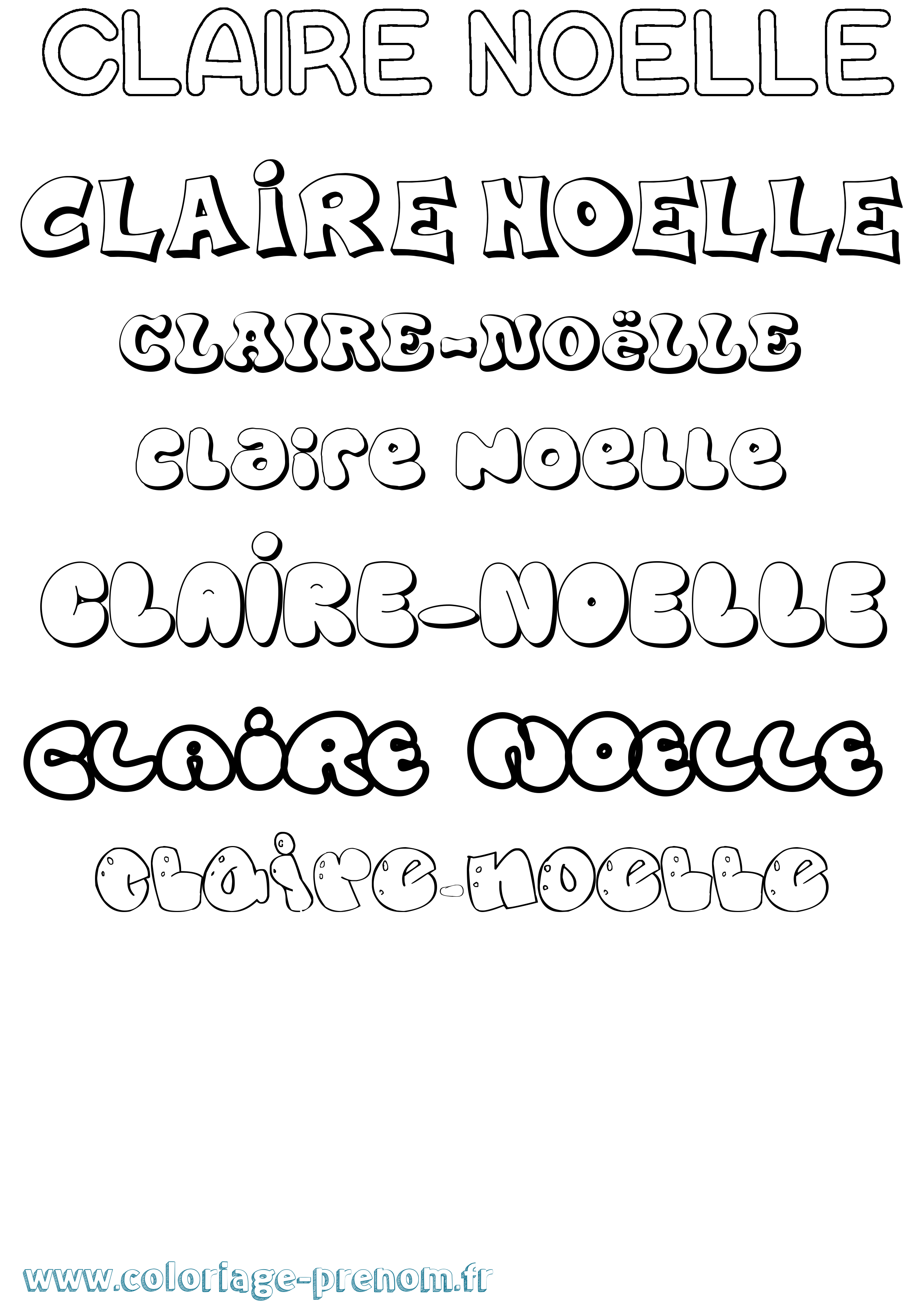 Coloriage Claire-Noëlle Bubble Coloriage prénom Claire-Noëlle Bubble