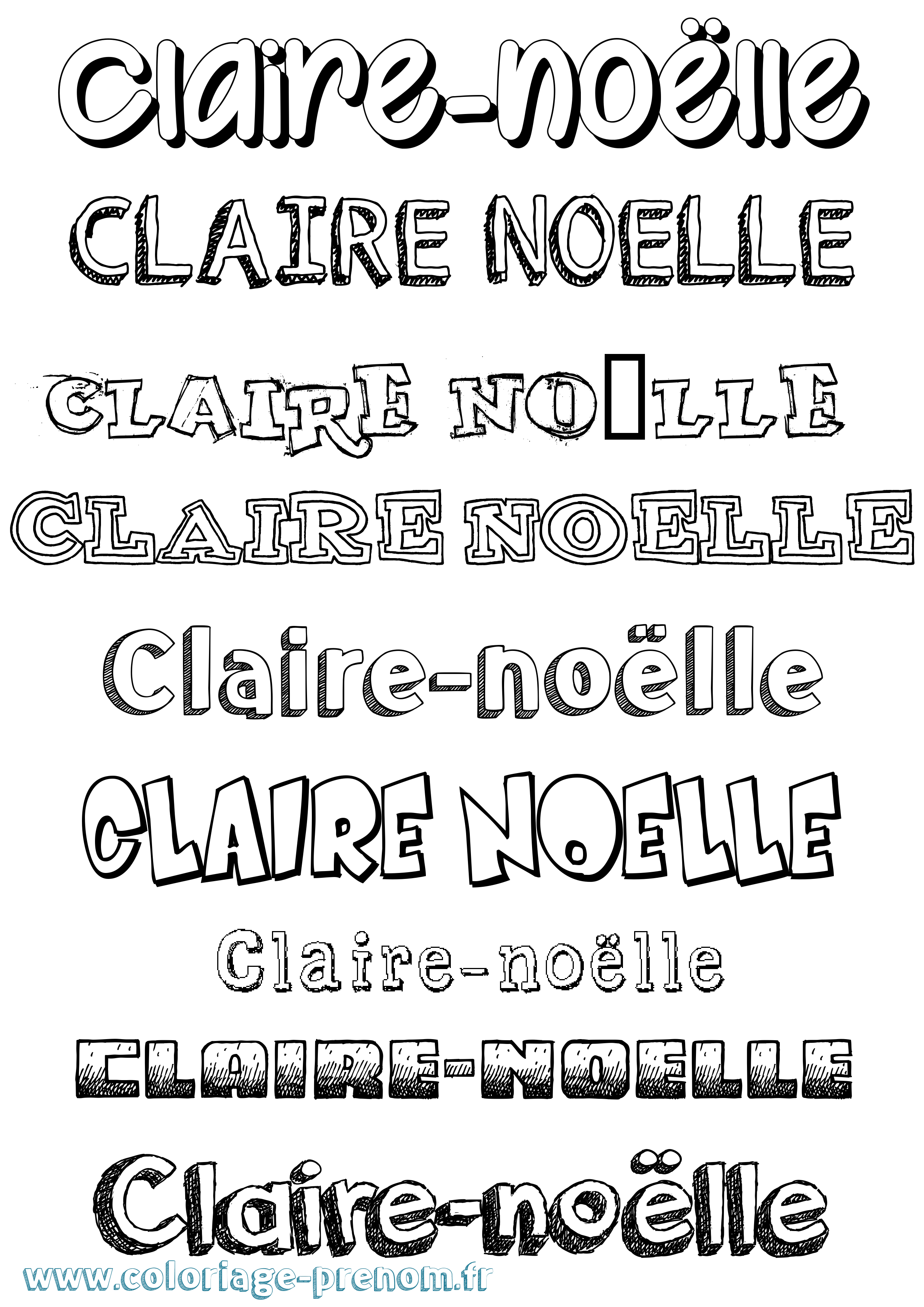 Coloriage Claire-Noëlle Dessiné Coloriage prénom Claire-Noëlle Dessiné