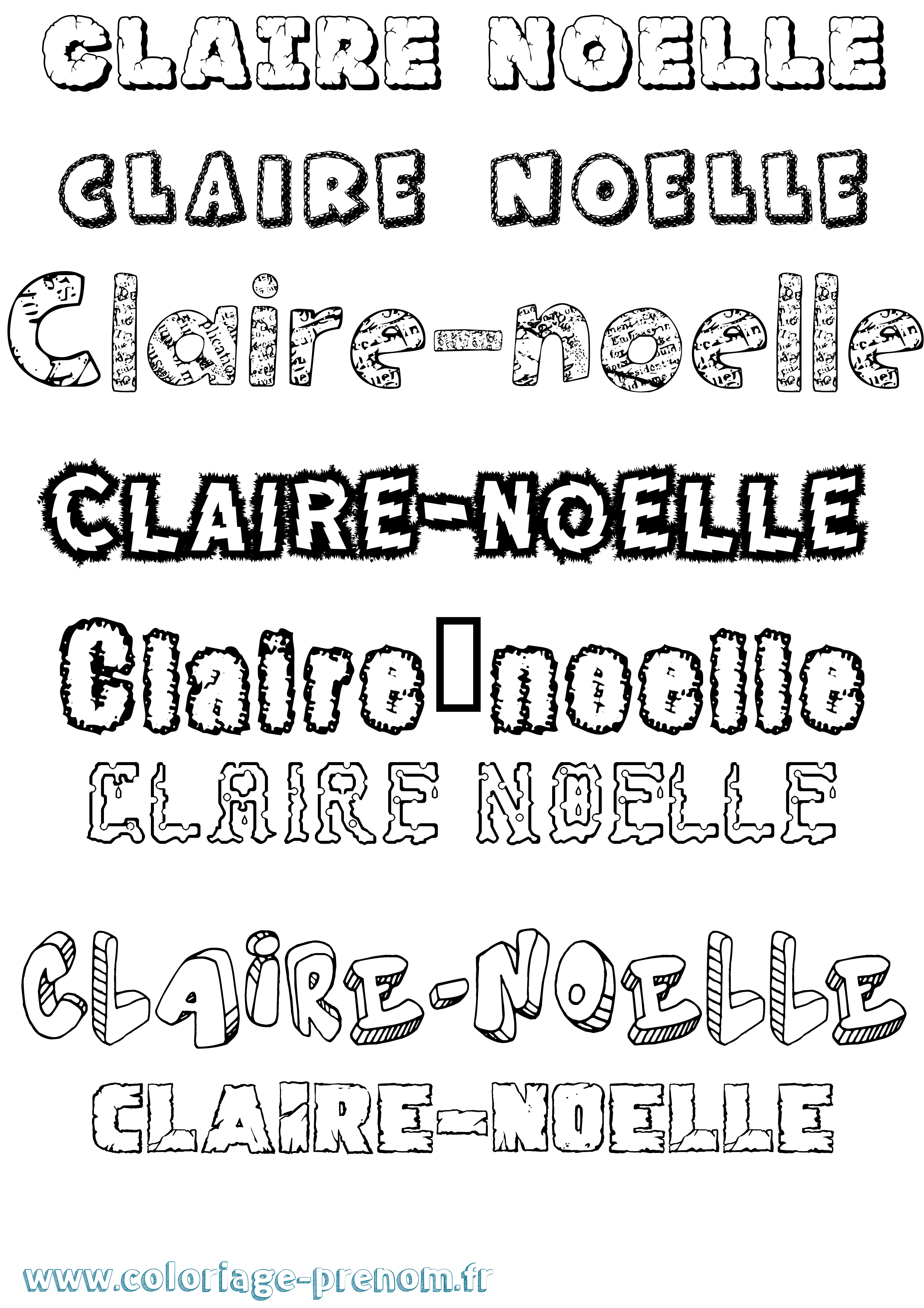Coloriage Claire-Noëlle Destructuré Coloriage prénom Claire-Noëlle Destructuré