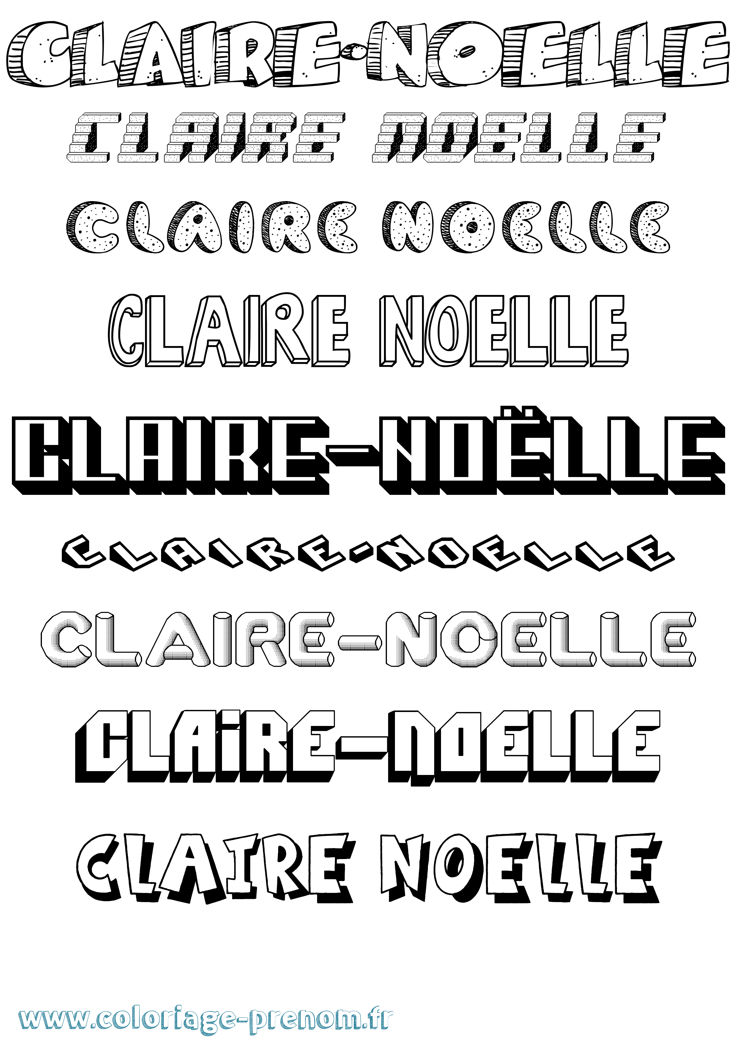 Coloriage Claire-Noëlle Effet 3D Coloriage prénom Claire-Noëlle Effet 3D