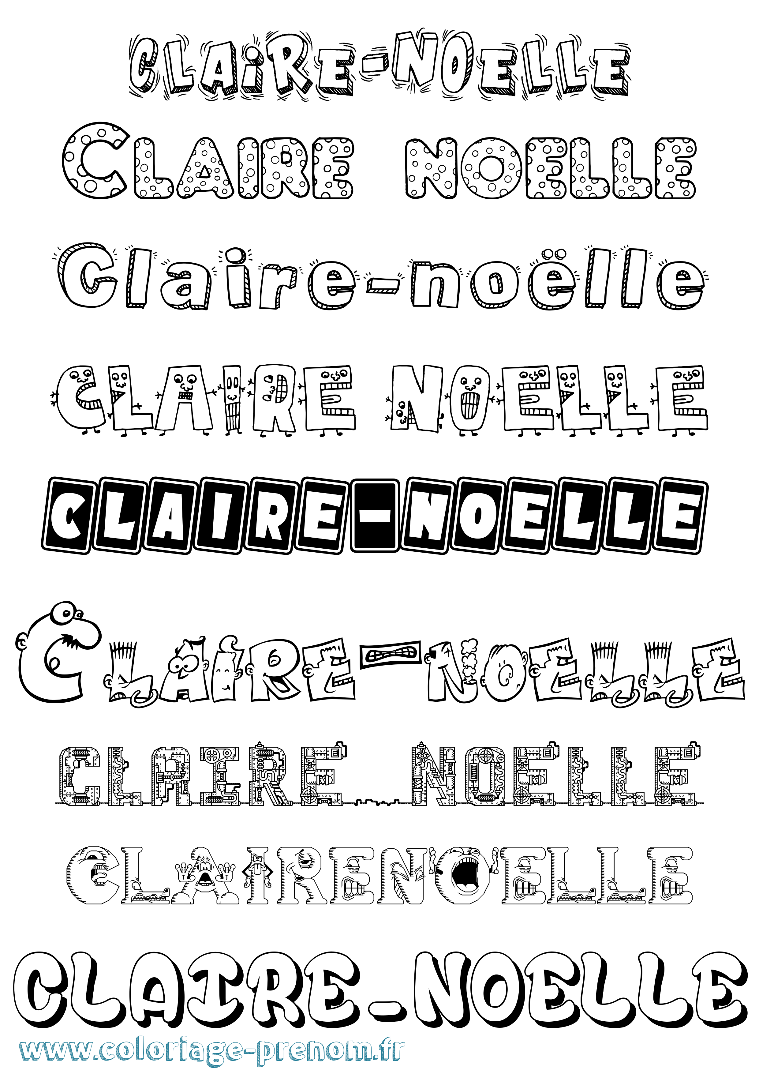 Coloriage Claire-Noëlle Fun Coloriage prénom Claire-Noëlle Fun