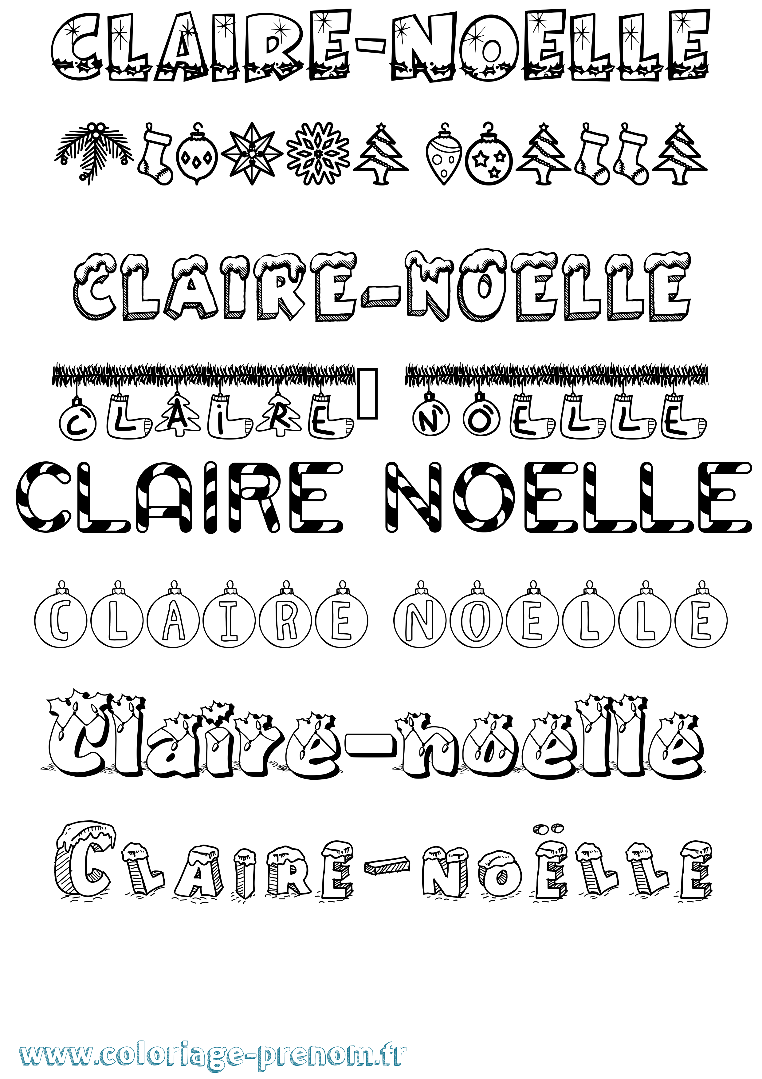 Coloriage Claire-Noëlle Noël Coloriage prénom Claire-Noëlle Noël