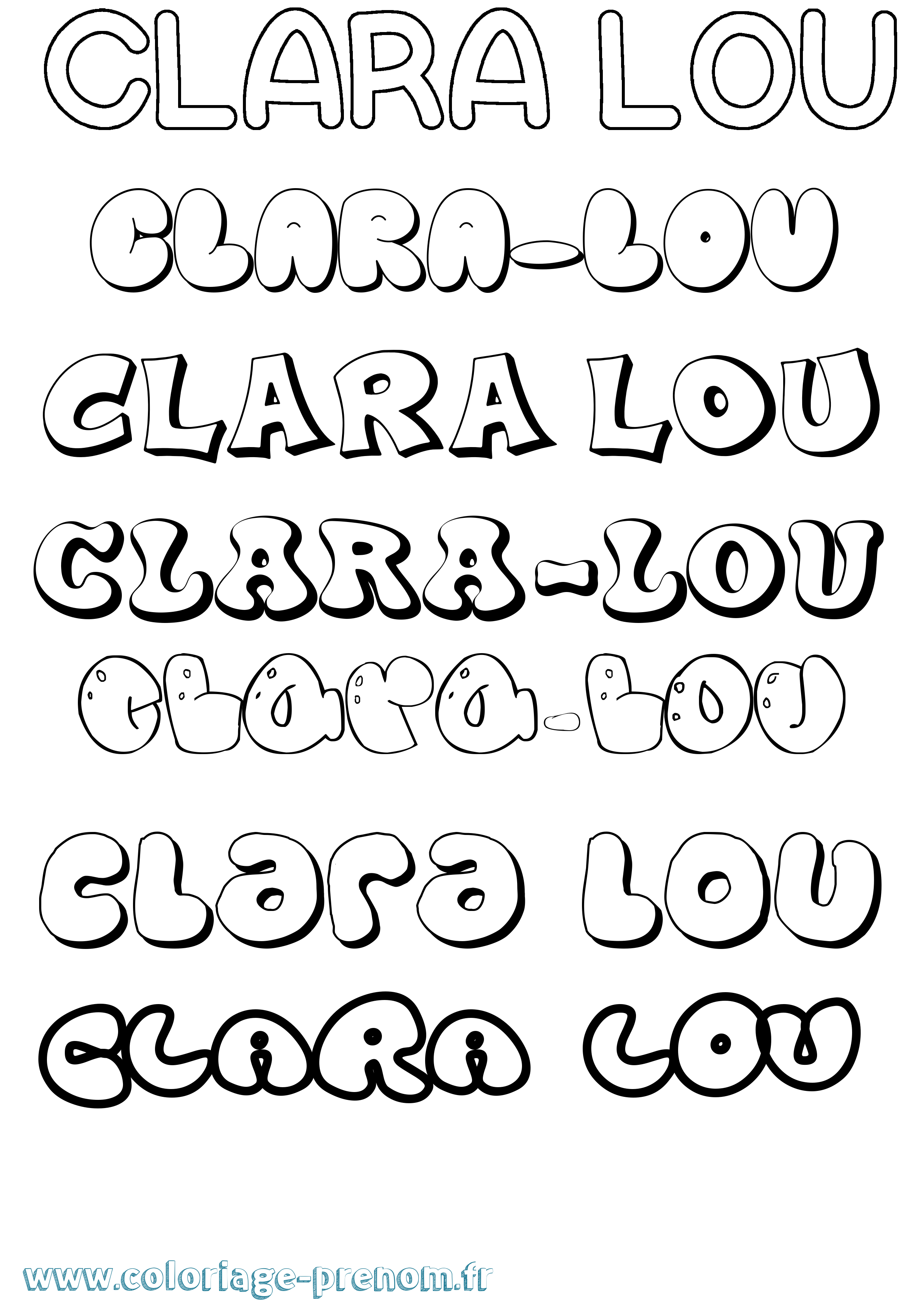 Coloriage Clara-Lou Bubble Coloriage prénom Clara-Lou Bubble
