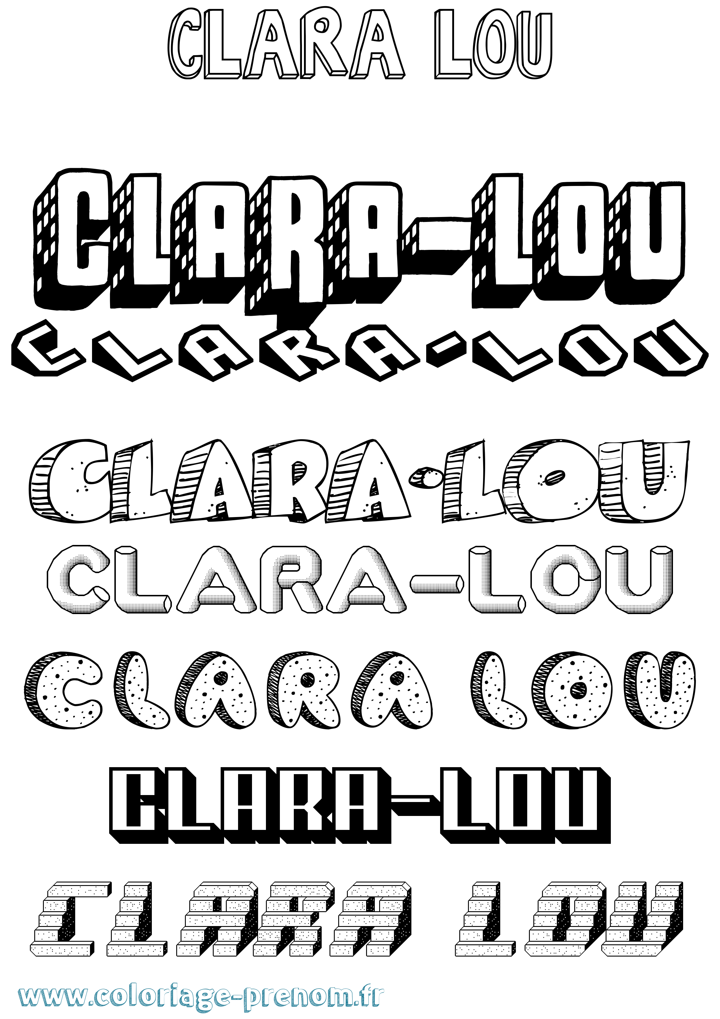 Coloriage Clara-Lou Effet 3D Coloriage prénom Clara-Lou Effet 3D