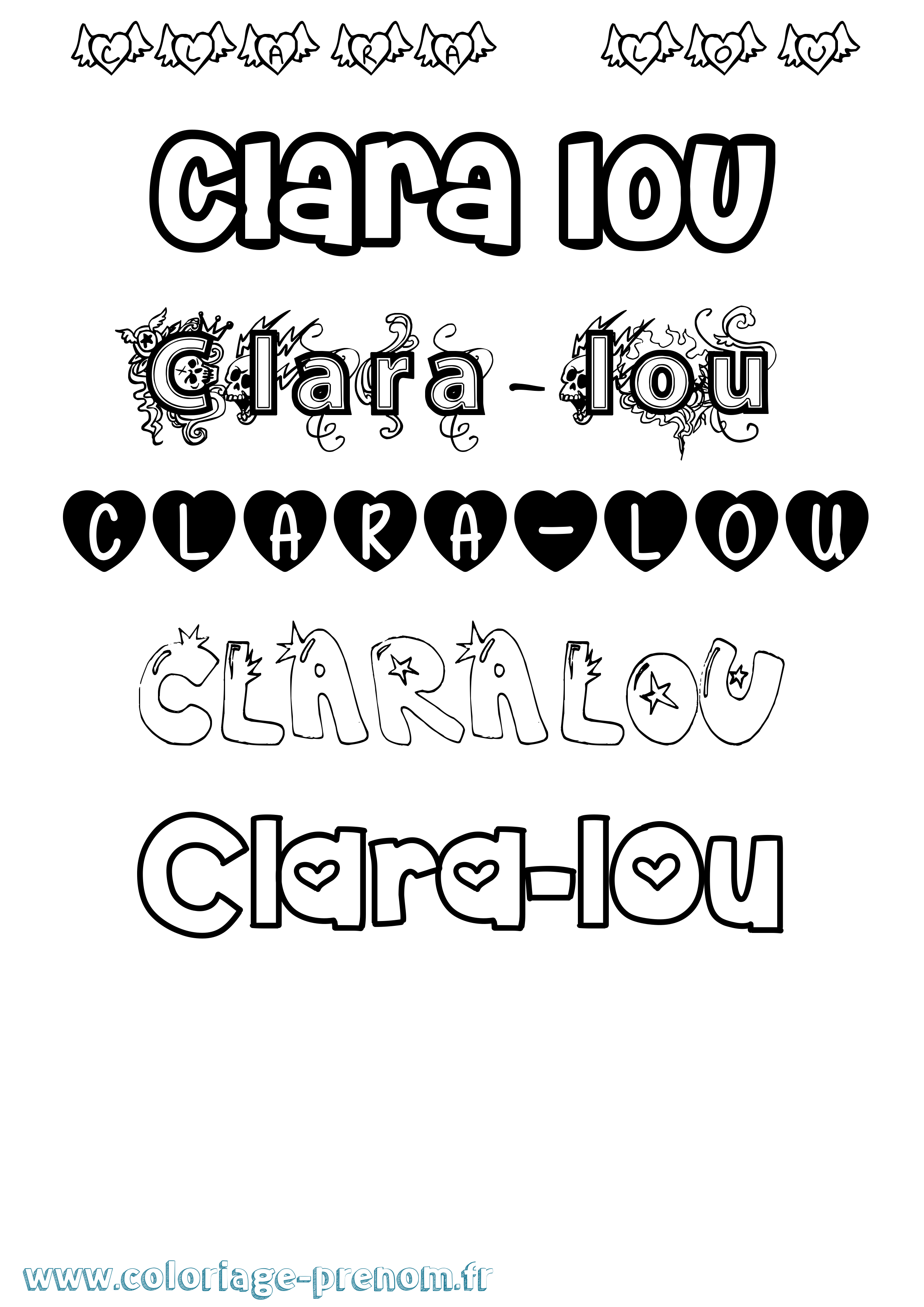 Coloriage Clara-Lou Girly Coloriage prénom Clara-Lou Girly