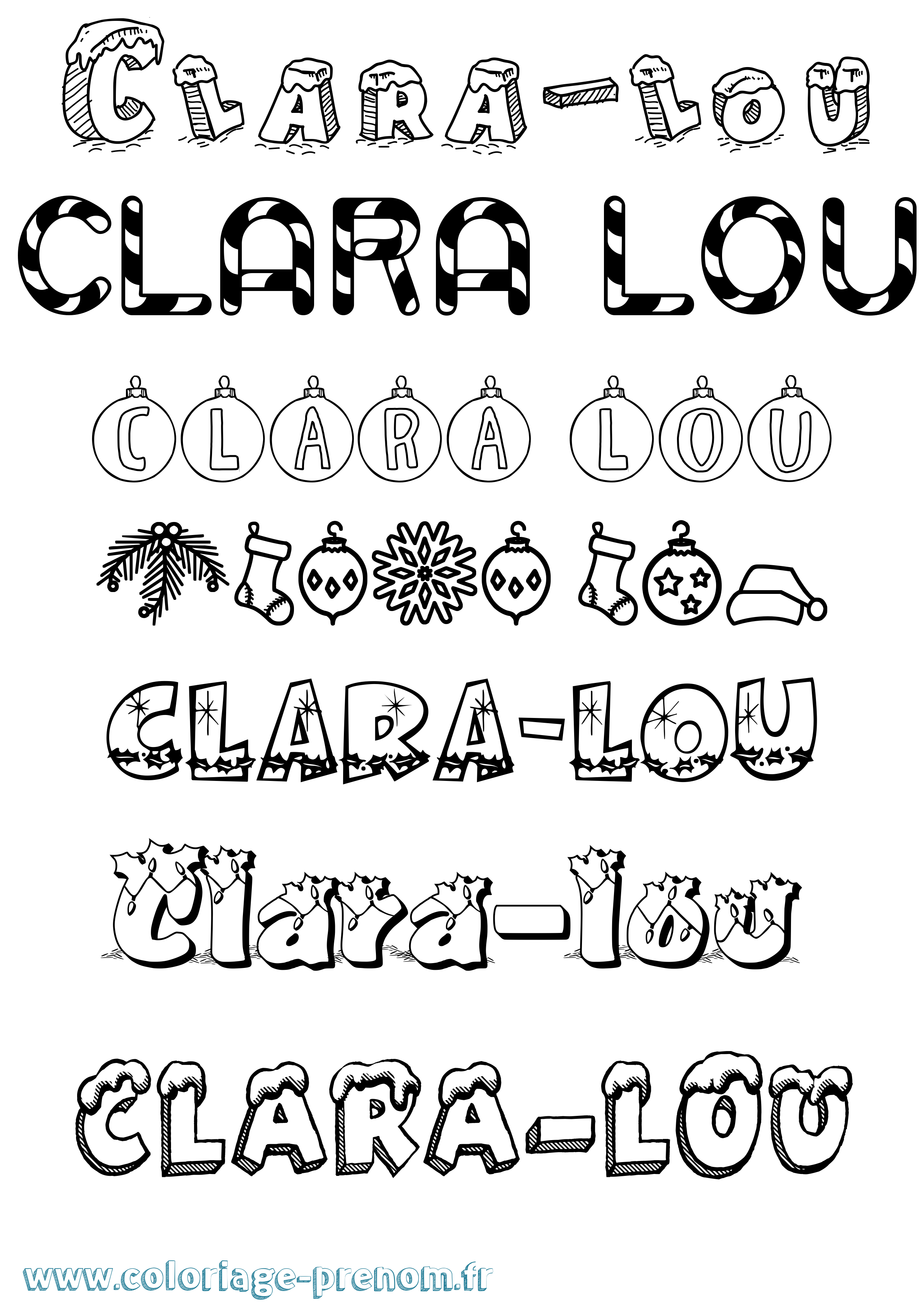 Coloriage Clara-Lou Noël Coloriage prénom Clara-Lou Noël