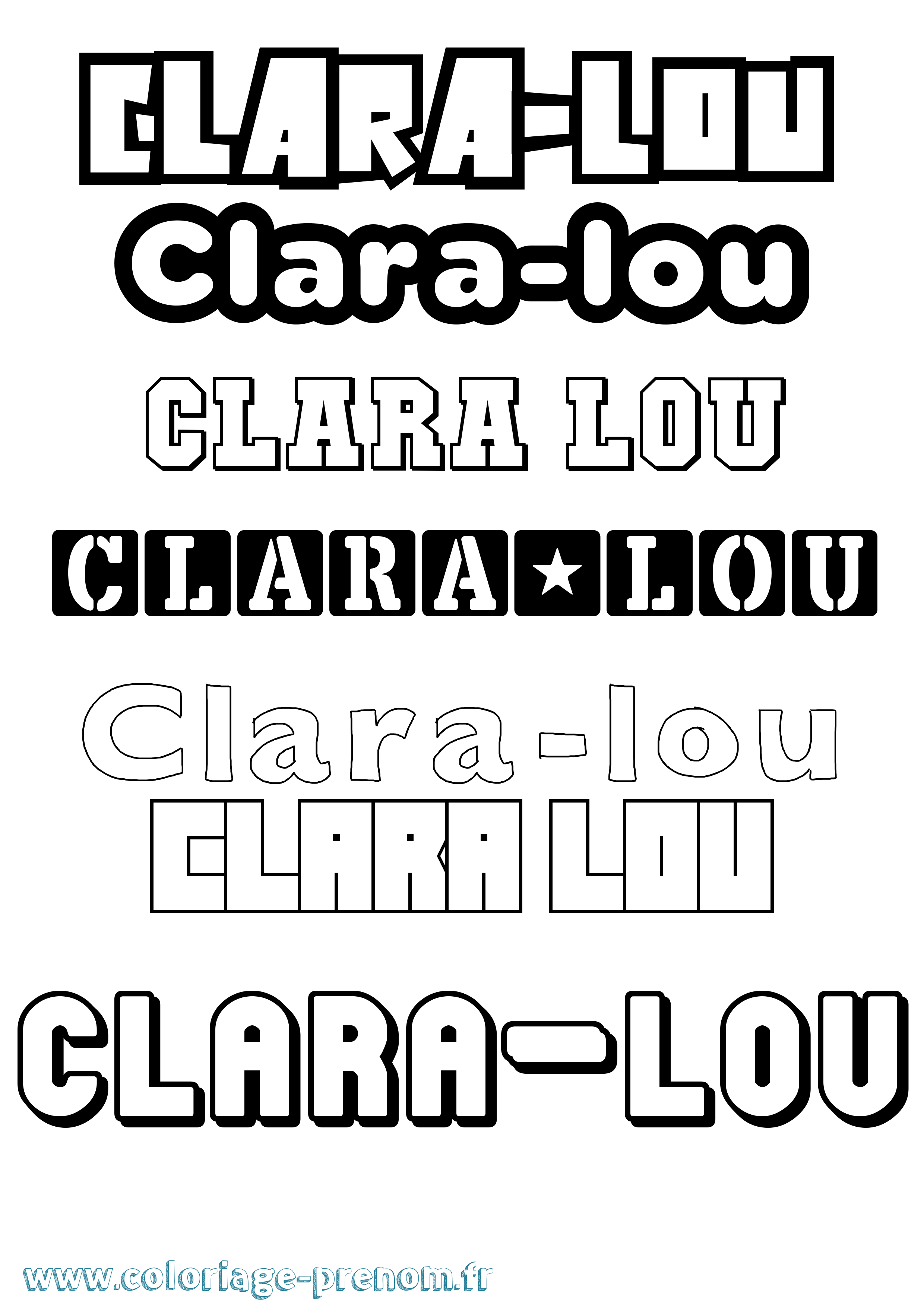 Coloriage Clara-Lou Simple Coloriage prénom Clara-Lou Simple
