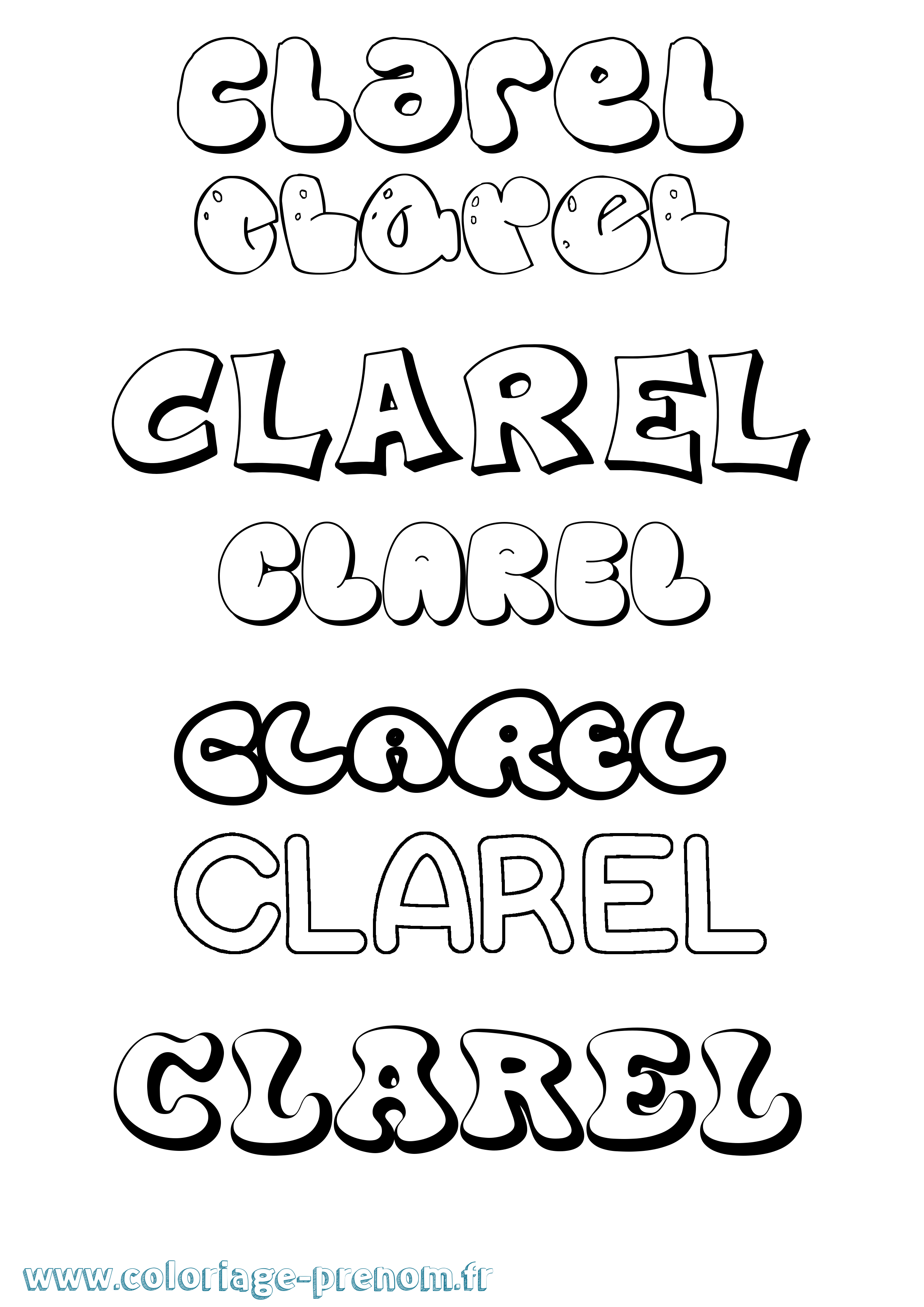 Coloriage Clarel Bubble Coloriage prénom Clarel Bubble