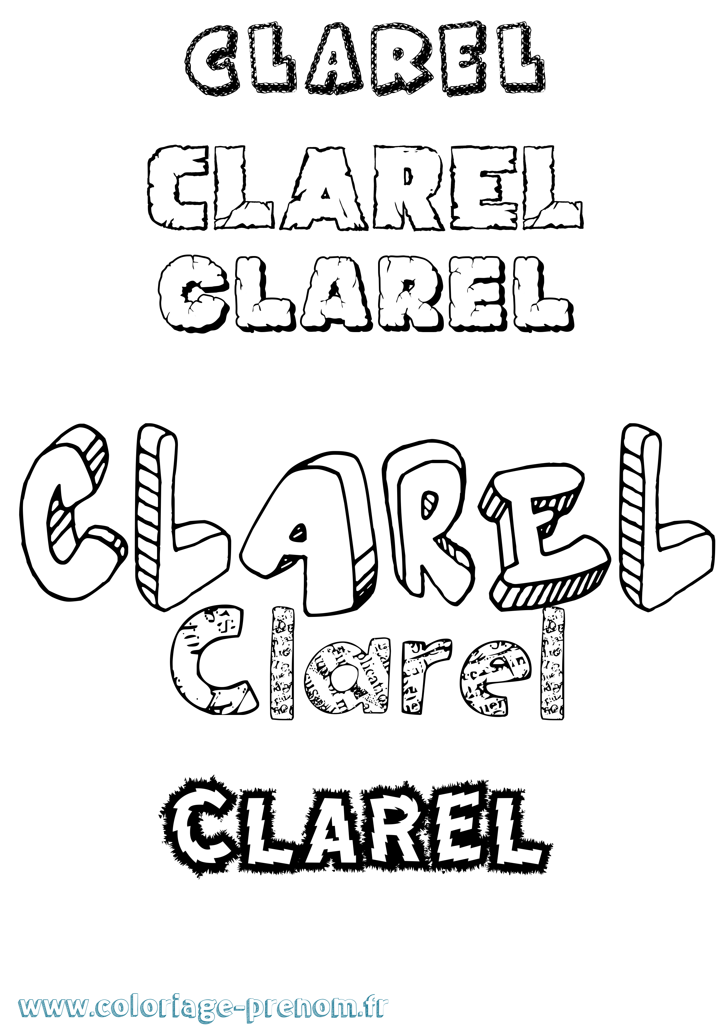 Coloriage Clarel Destructuré Coloriage prénom Clarel Destructuré
