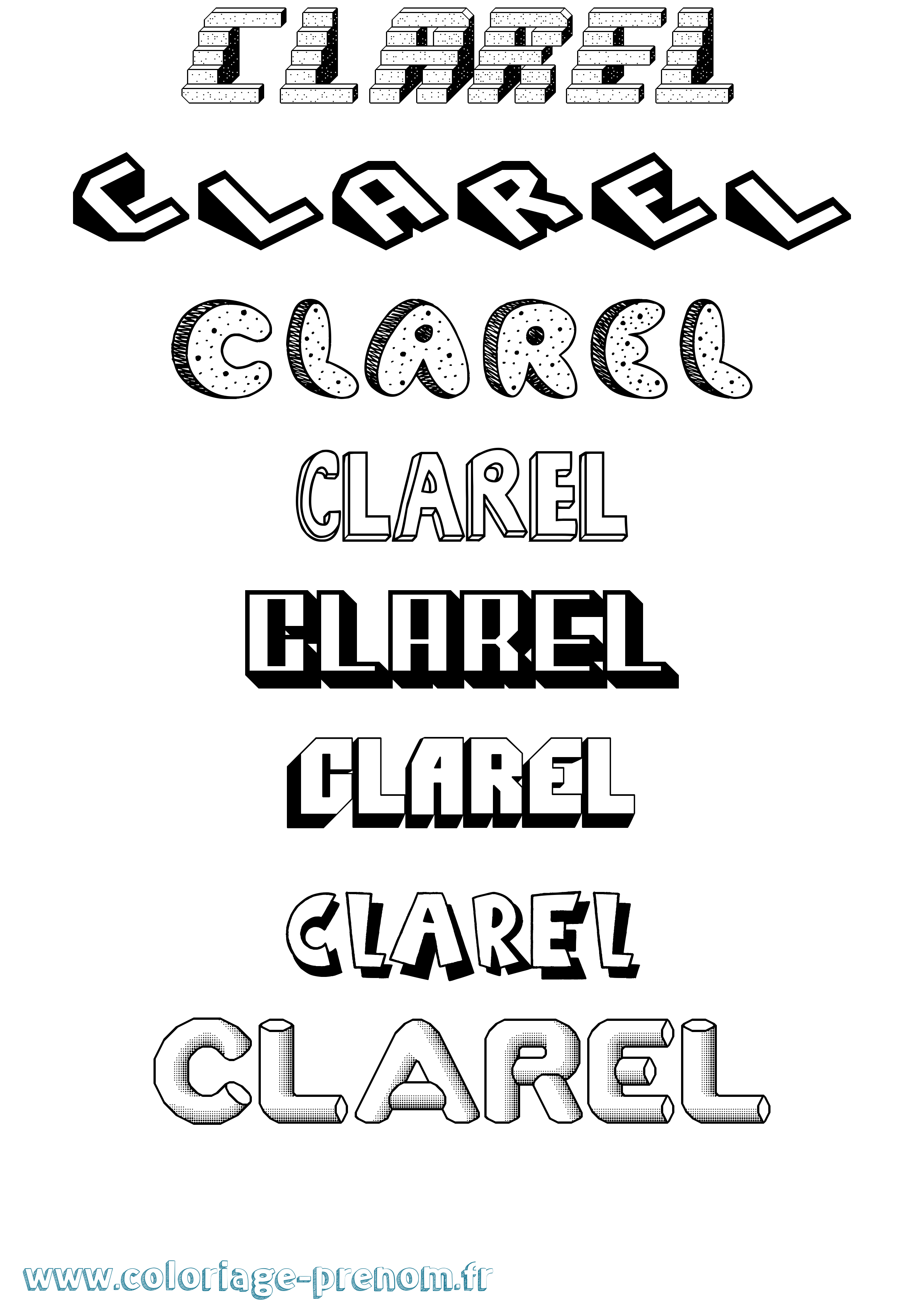 Coloriage Clarel Effet 3D Coloriage prénom Clarel Effet 3D