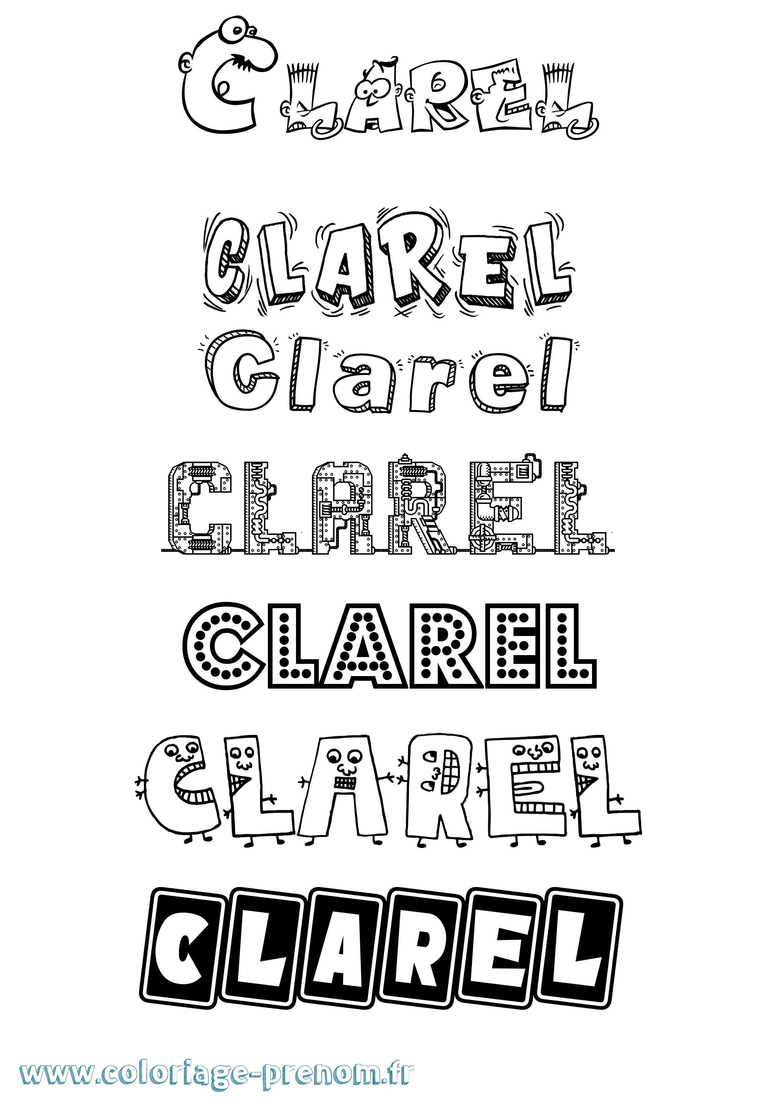 Coloriage Clarel Fun Coloriage prénom Clarel Fun