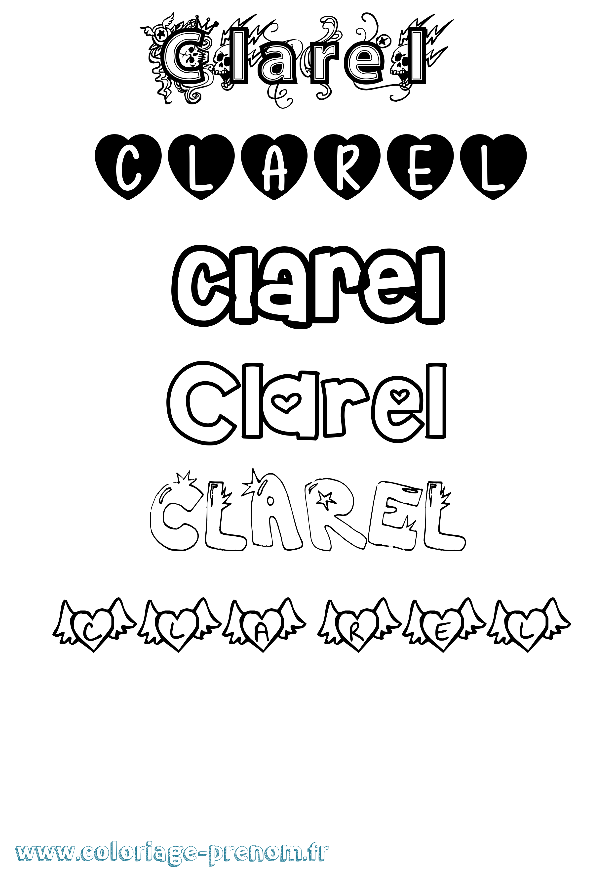 Coloriage Clarel Girly Coloriage prénom Clarel Girly