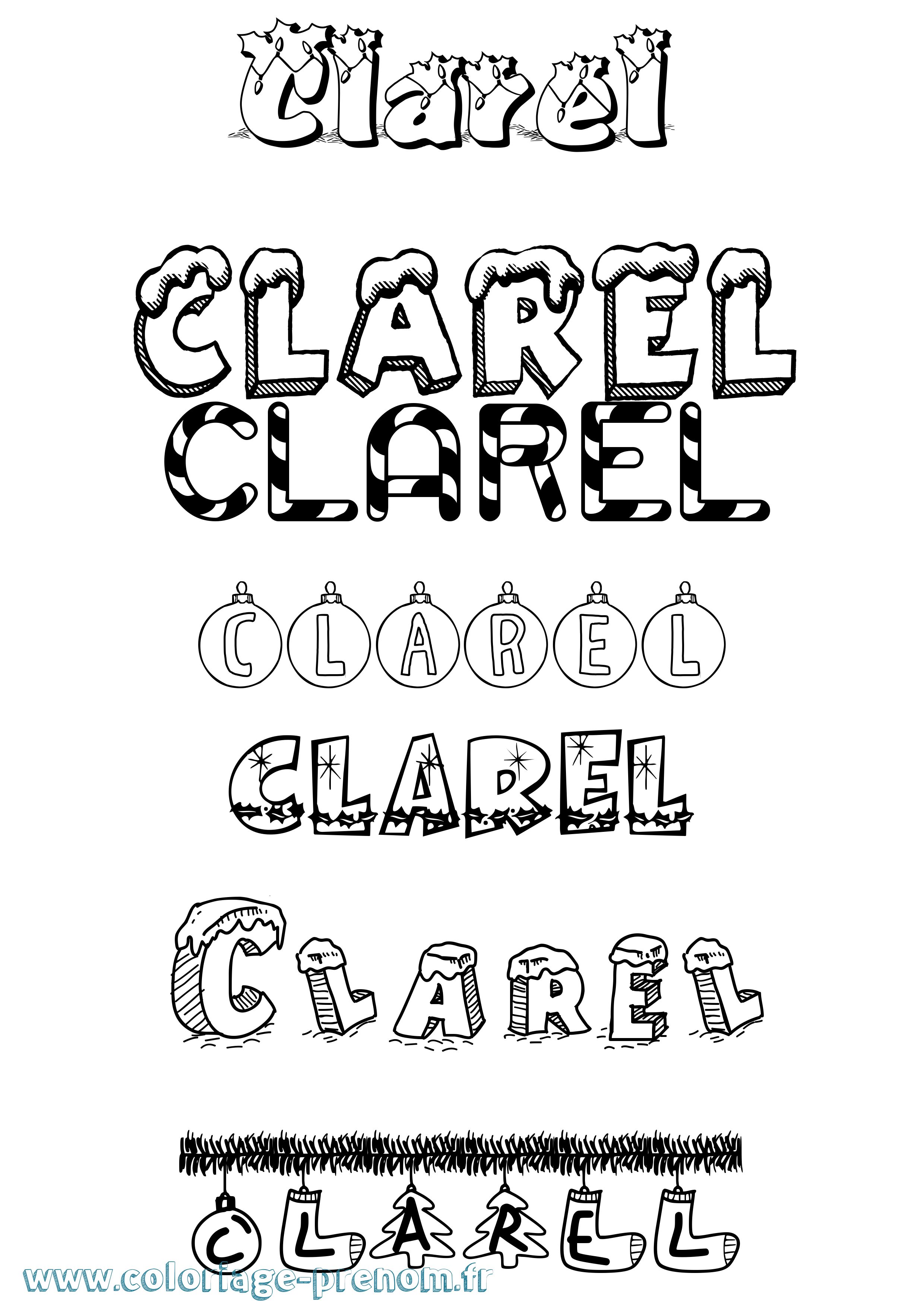 Coloriage Clarel Noël Coloriage prénom Clarel Noël