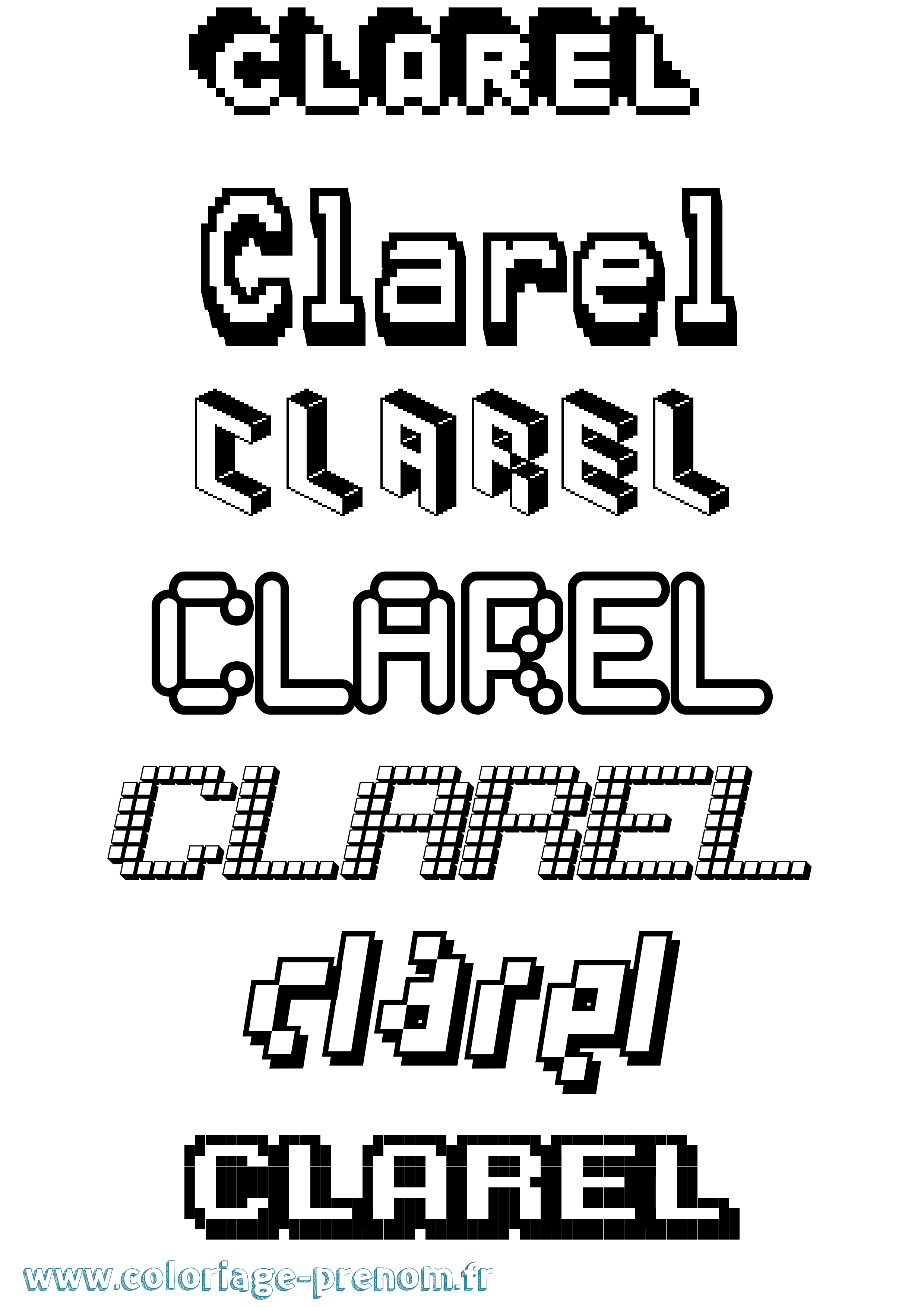 Coloriage Clarel Pixel Coloriage prénom Clarel Pixel