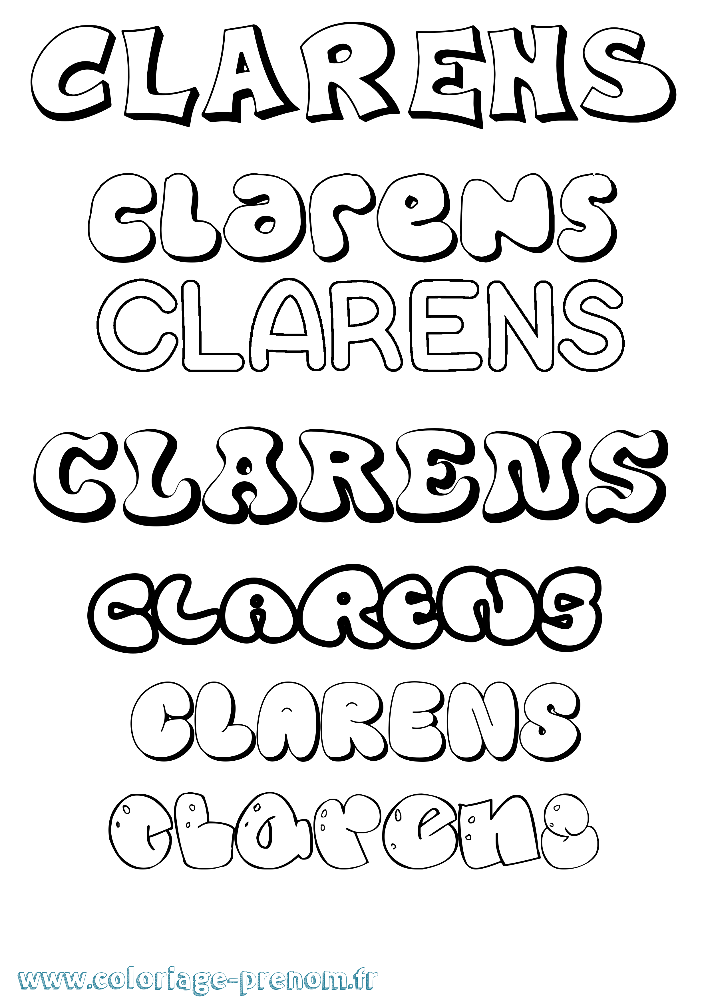 Coloriage Clarens Bubble Coloriage prénom Clarens Bubble