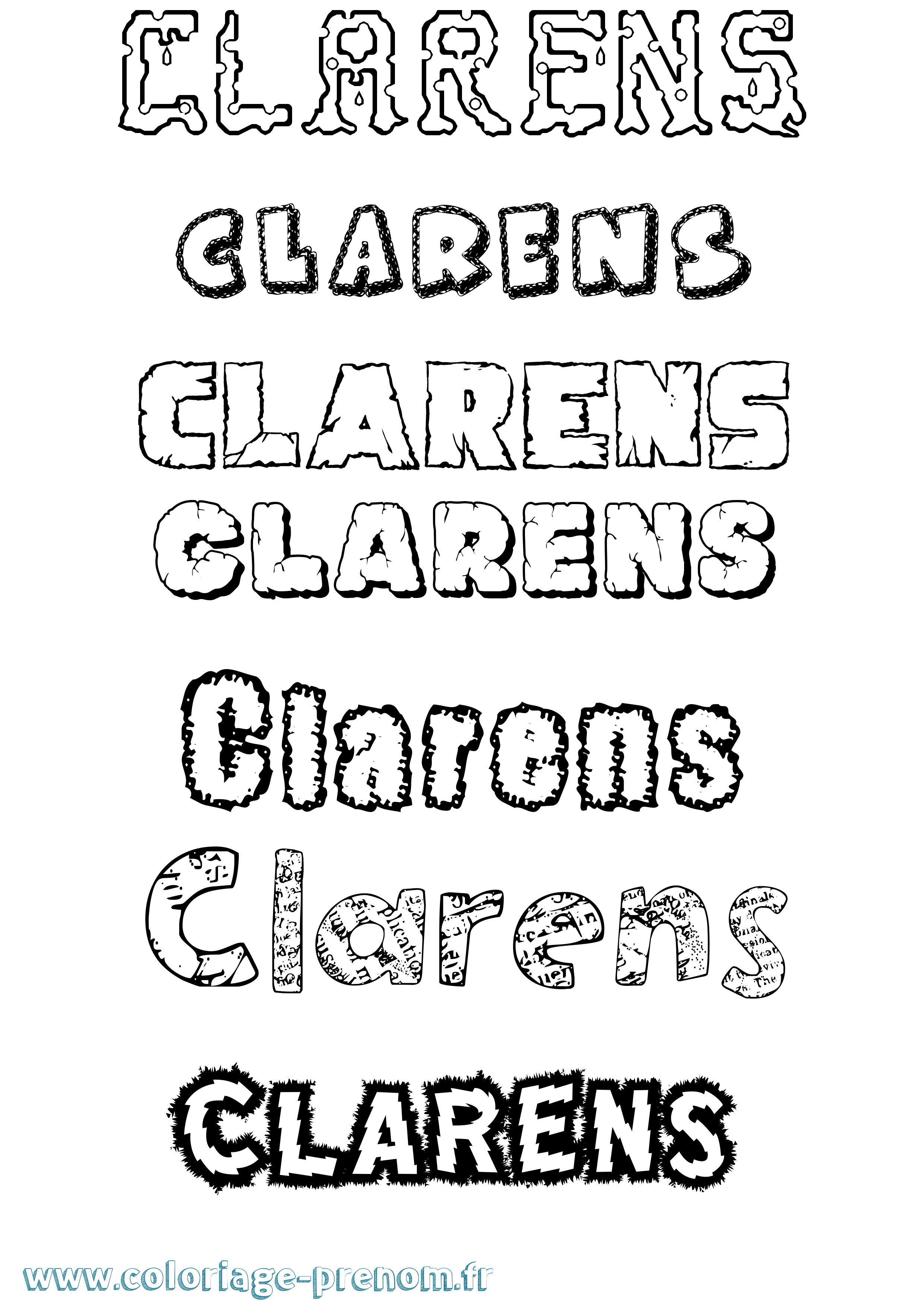 Coloriage Clarens Destructuré Coloriage prénom Clarens Destructuré