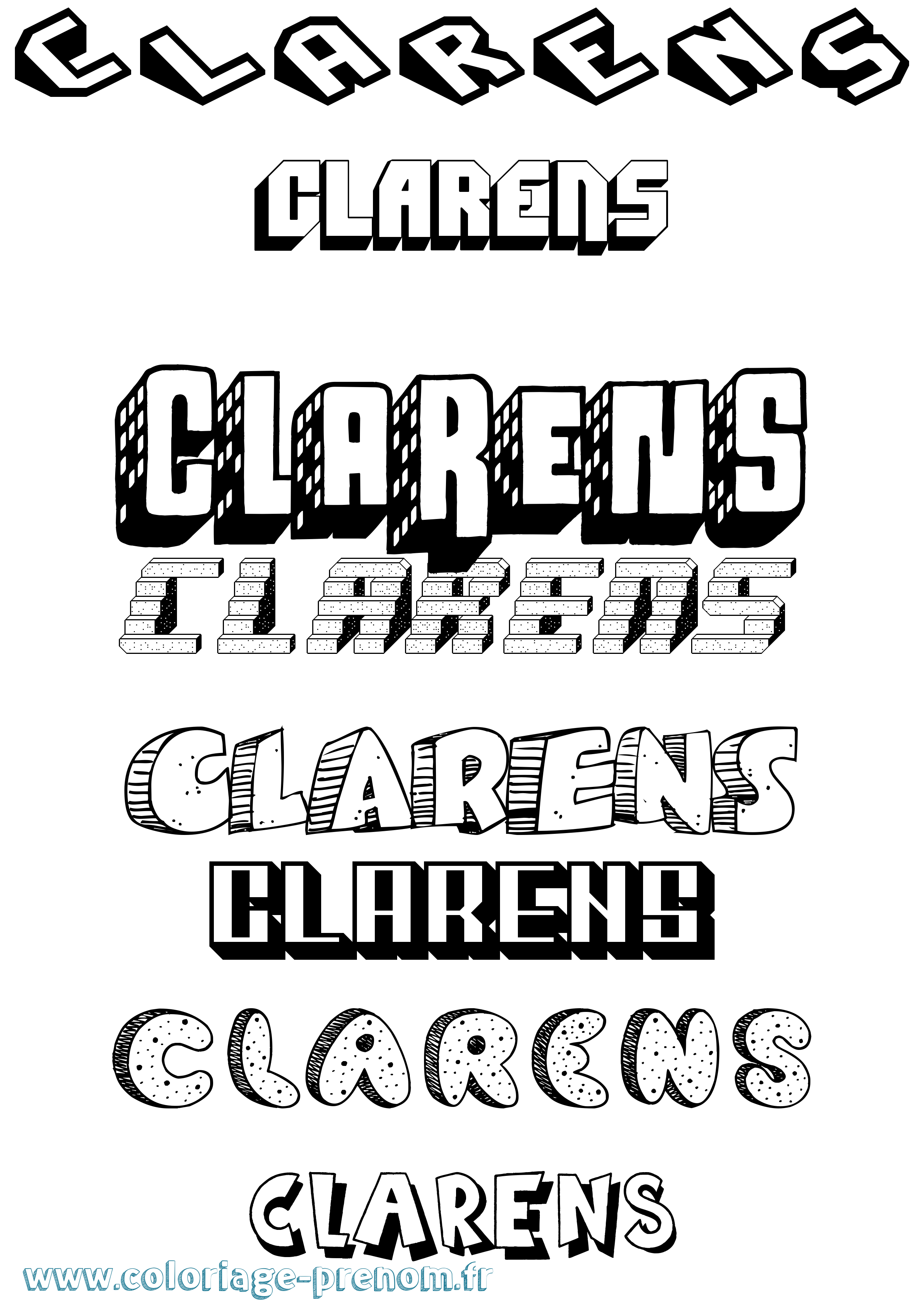 Coloriage Clarens Effet 3D Coloriage prénom Clarens Effet 3D
