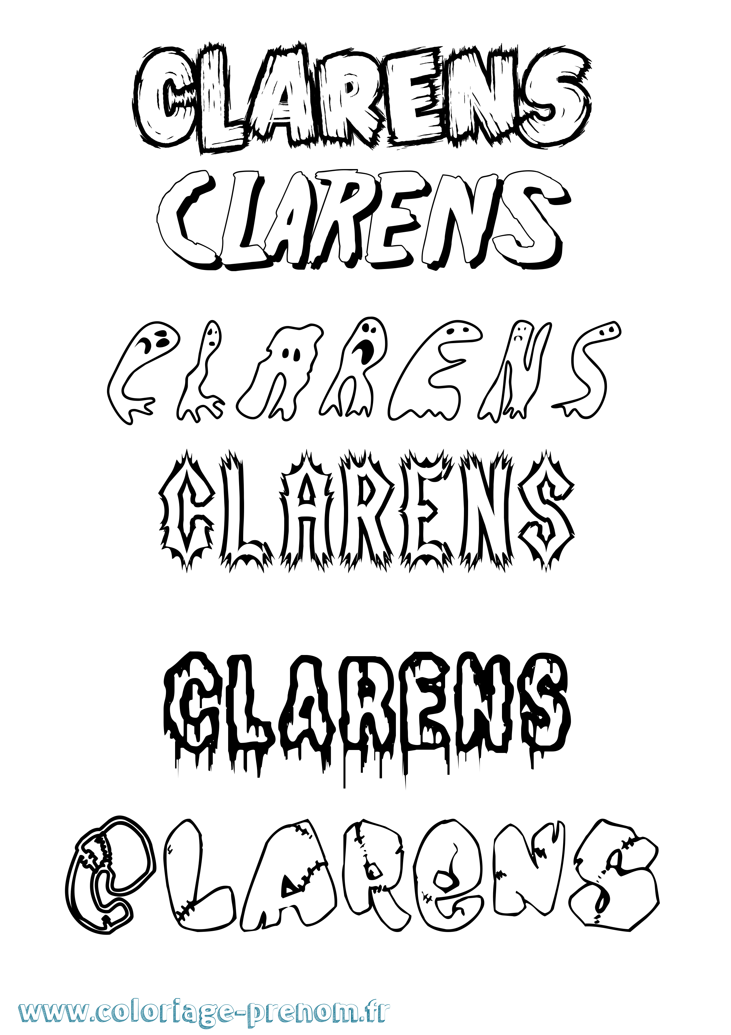 Coloriage Clarens Frisson Coloriage prénom Clarens Frisson